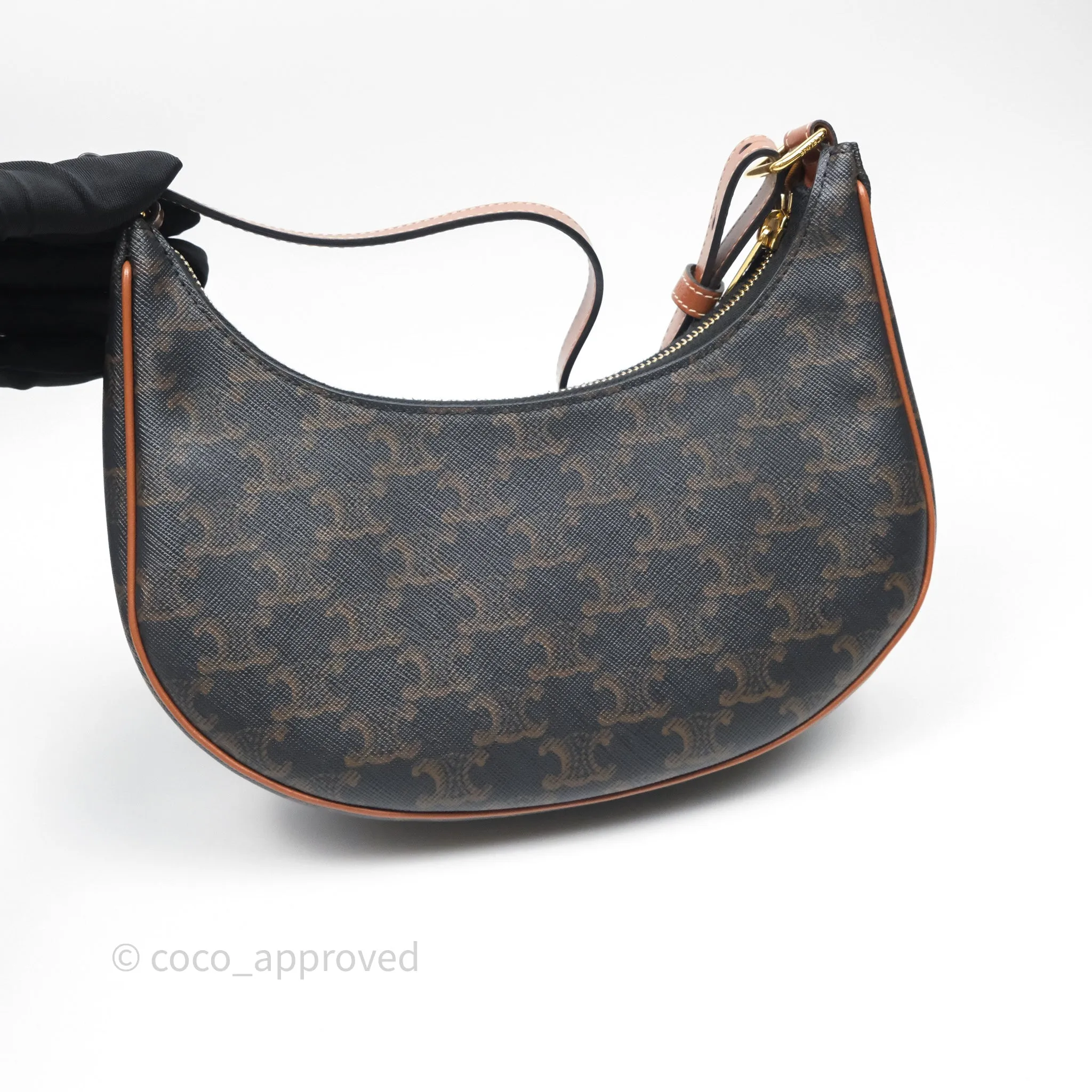 Celine Ava Bag In Triomphe Canvas Calfskin Tan