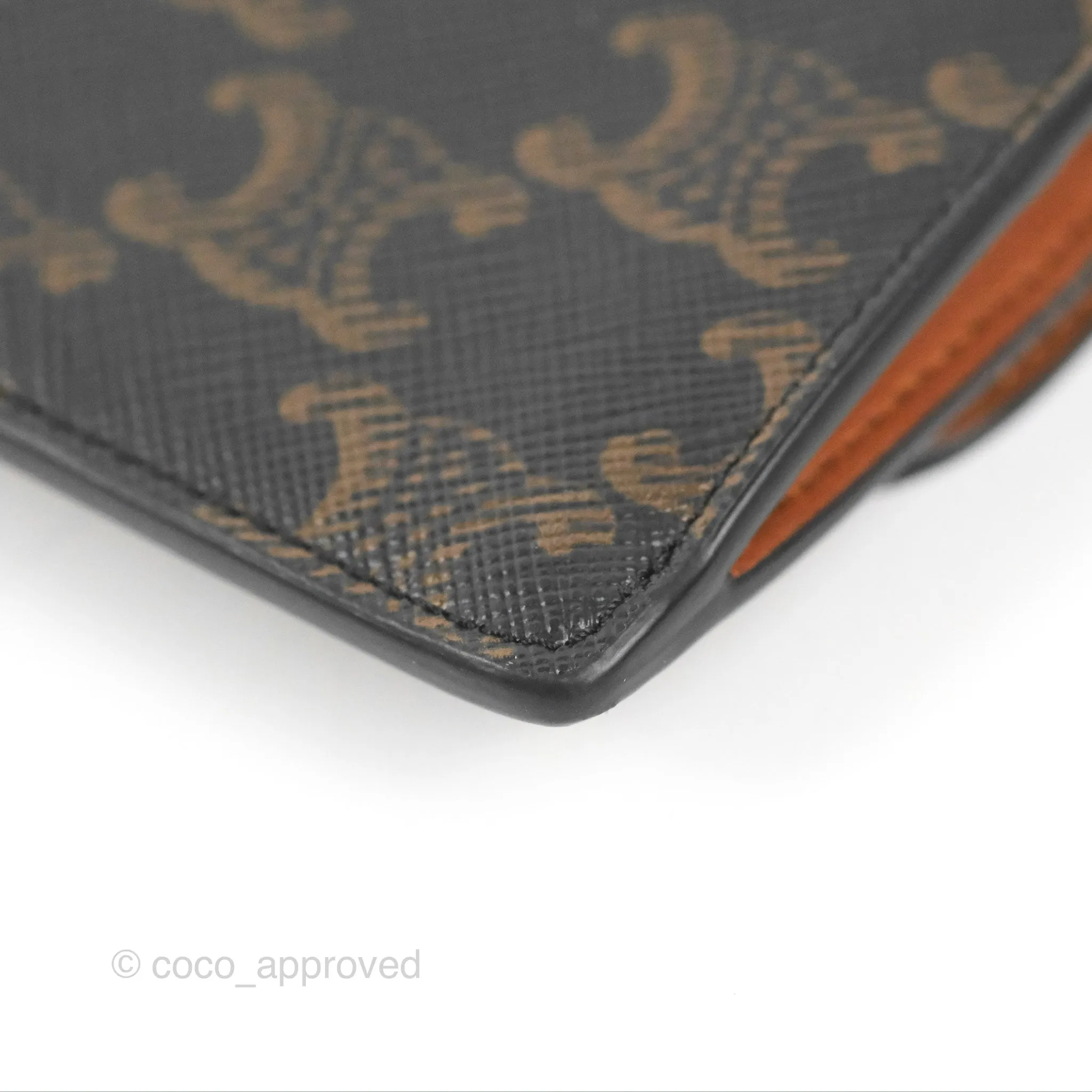 Celine Card Holder with Flap Triomphe Canvas Tan