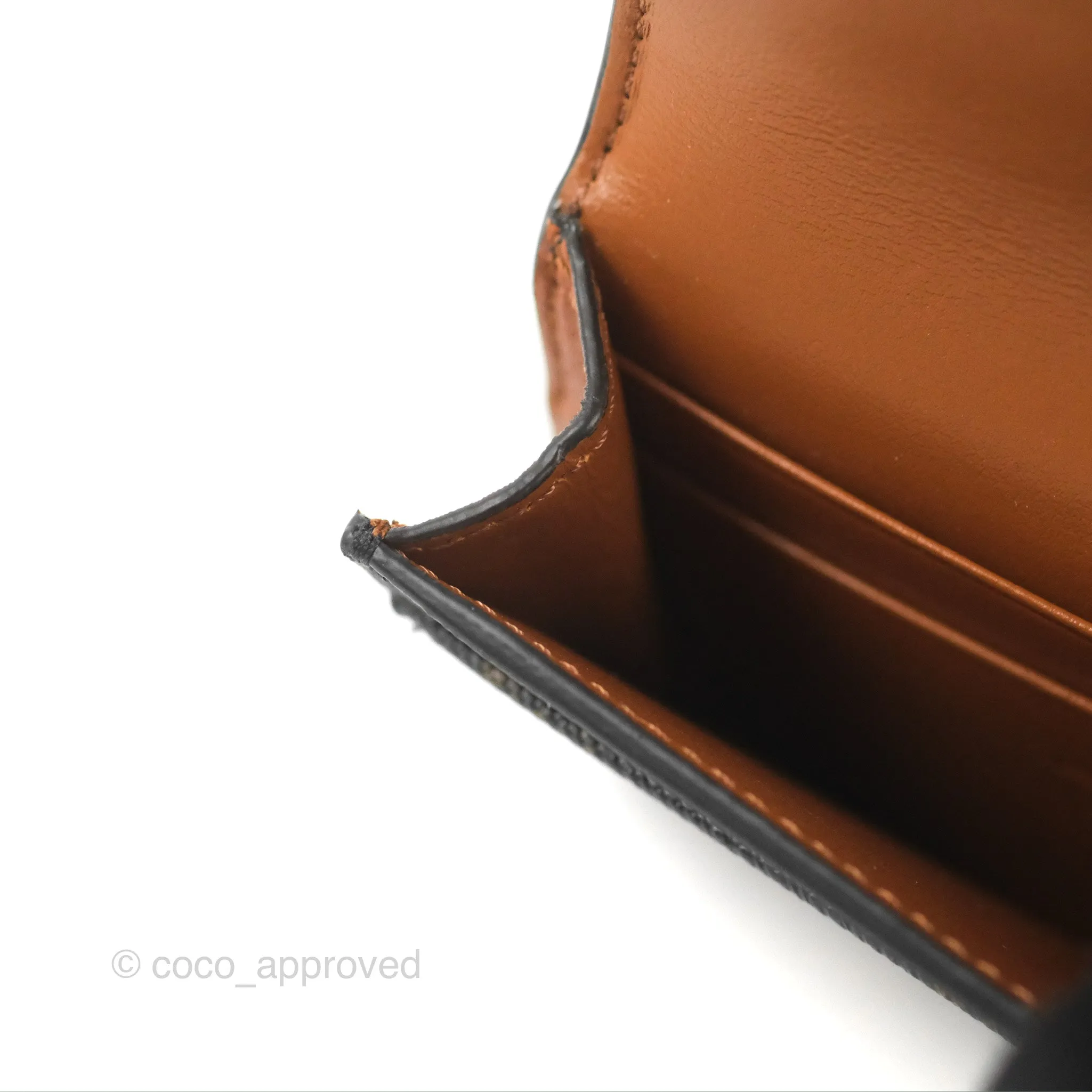 Celine Card Holder with Flap Triomphe Canvas Tan