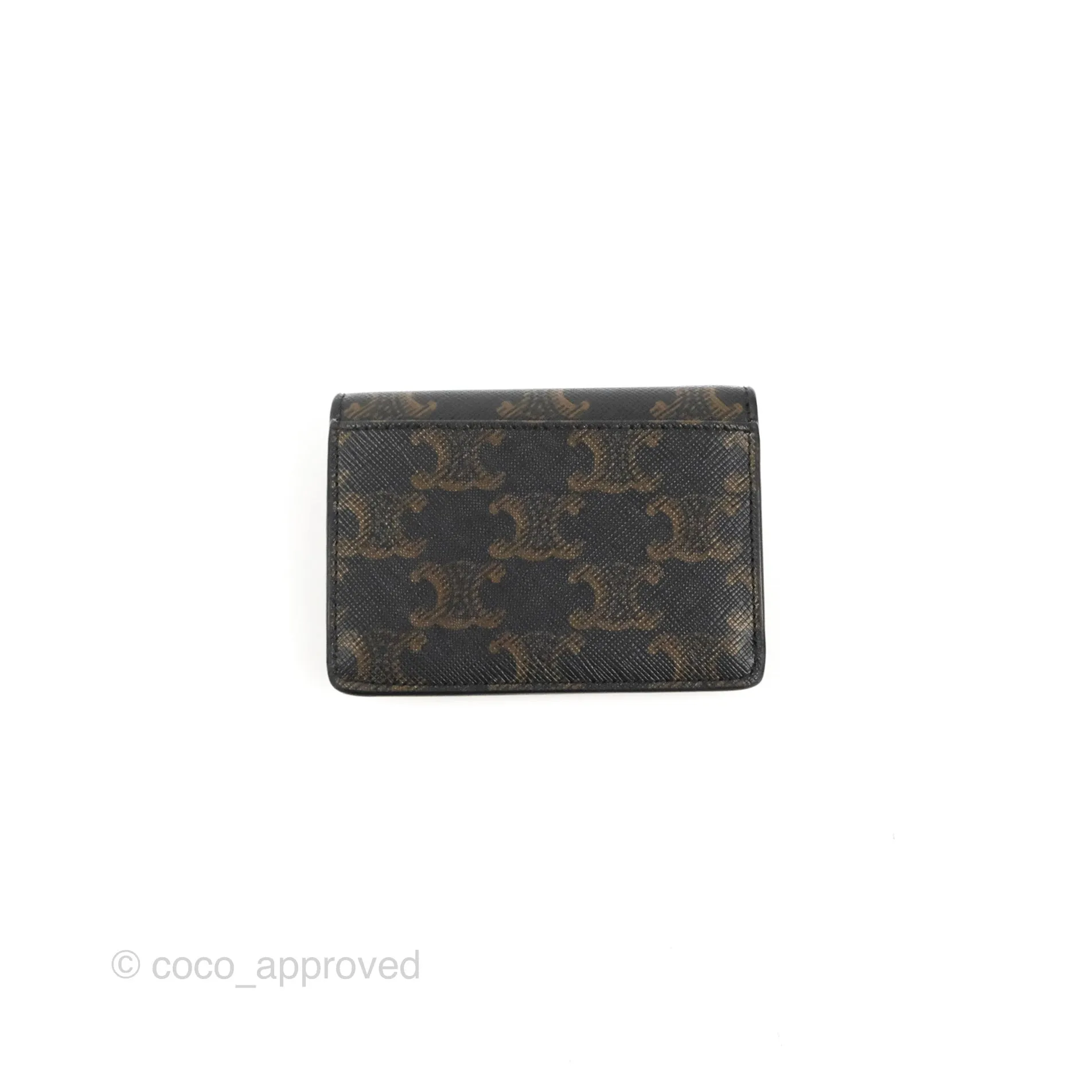 Celine Card Holder with Flap Triomphe Canvas Tan