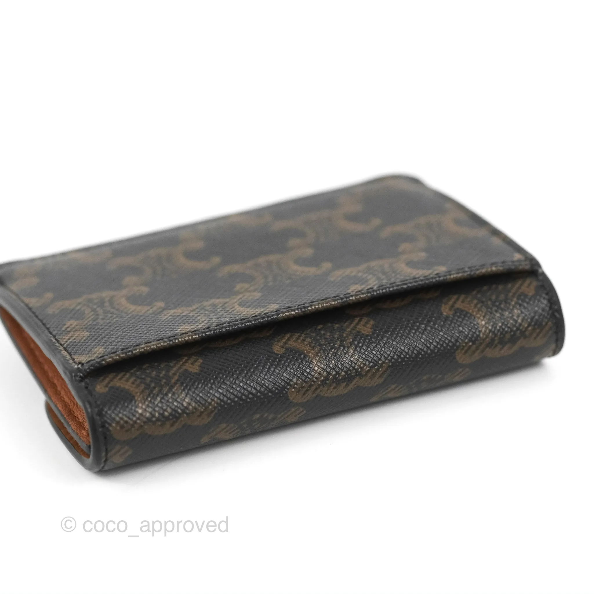 Celine Card Holder with Flap Triomphe Canvas Tan