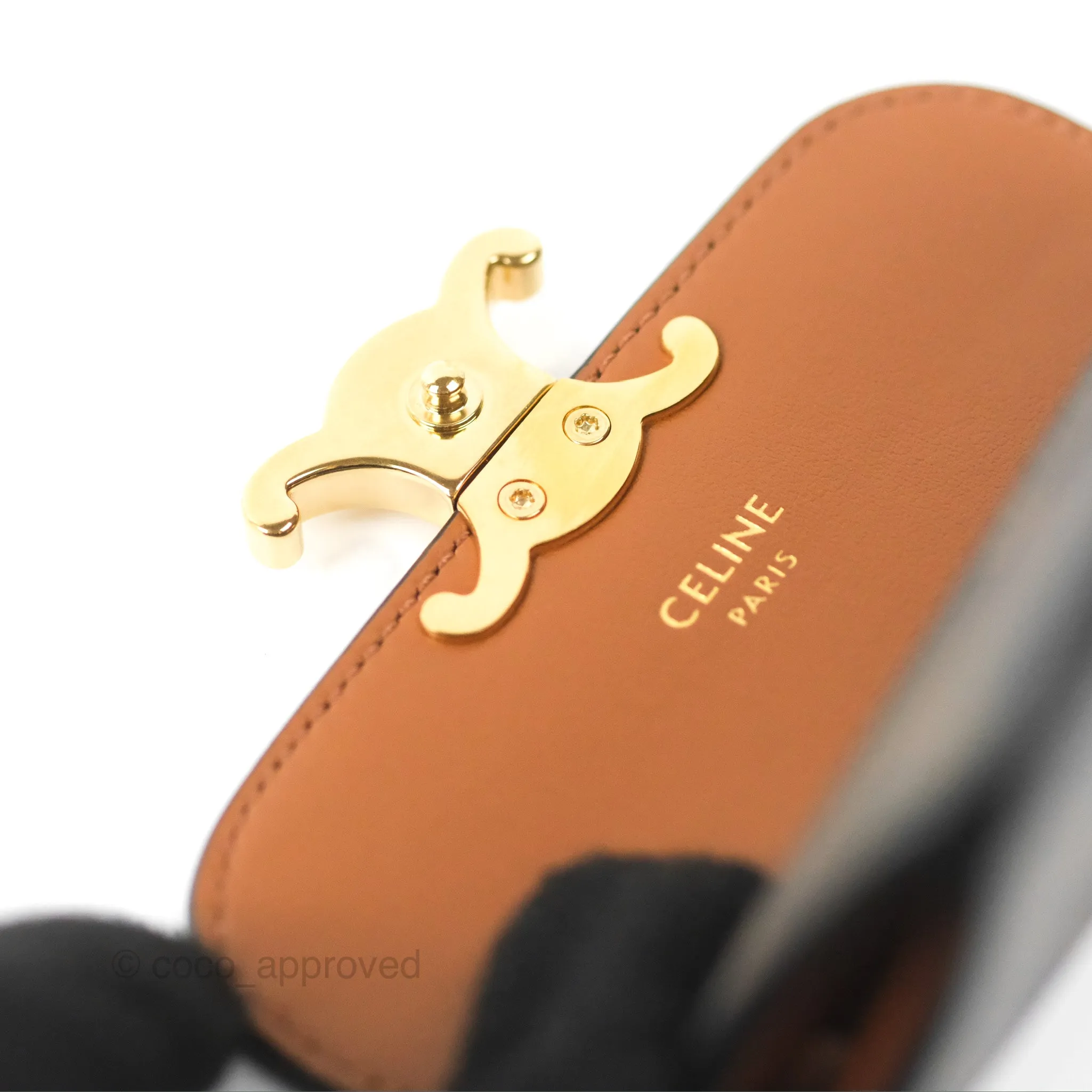 Celine Card Holder with Flap Triomphe Canvas Tan