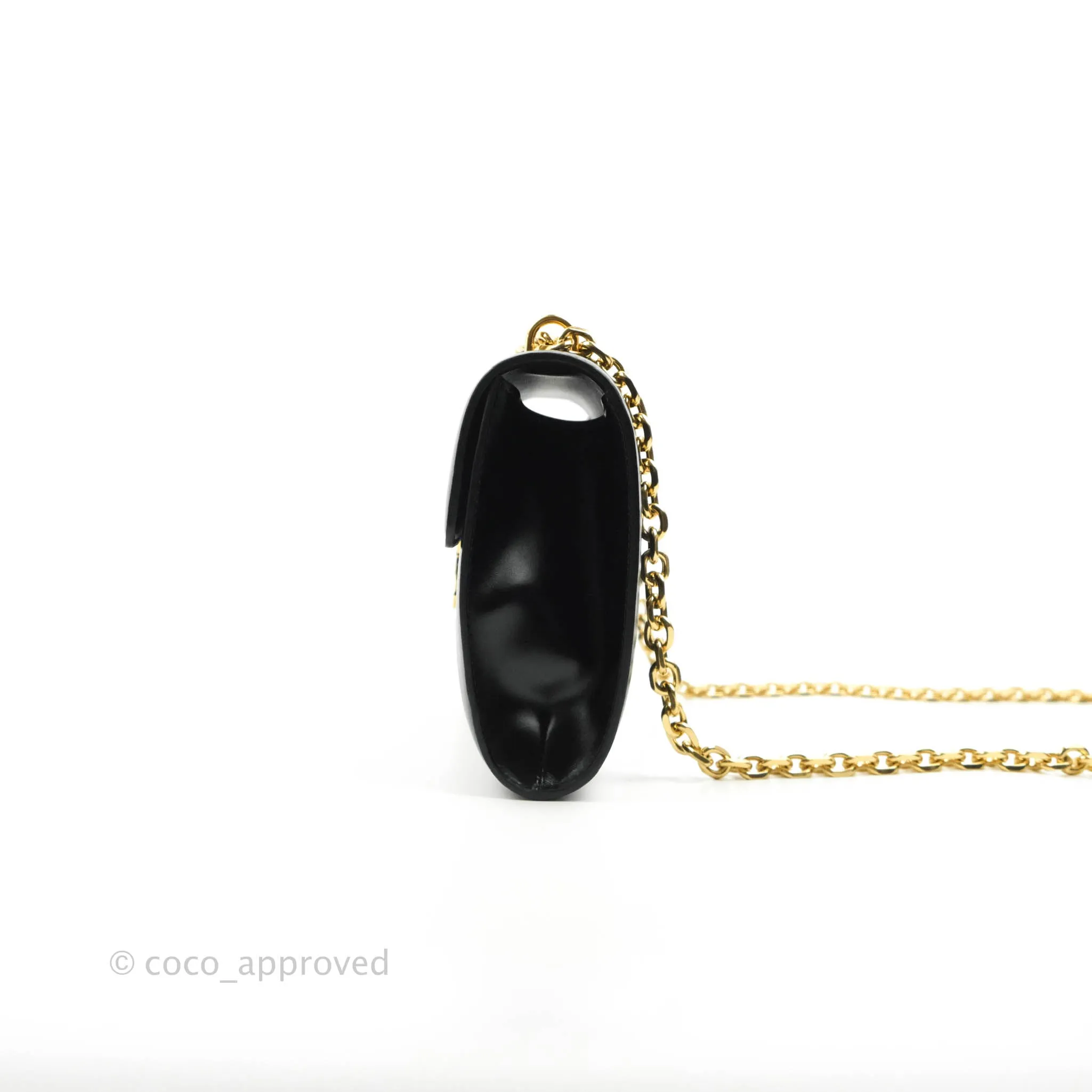 Celine Chain Bag Triomphe in Black Calfskin