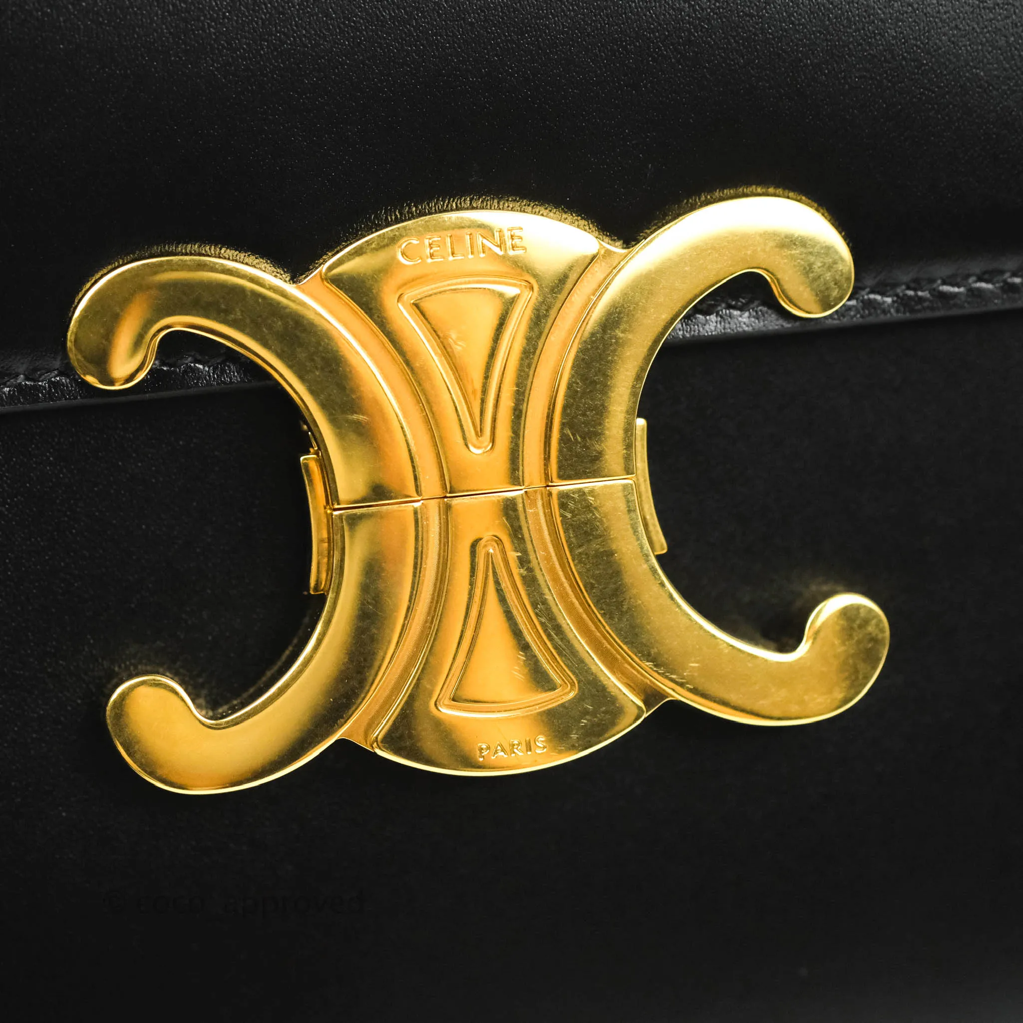 Celine Chain Bag Triomphe in Black Calfskin