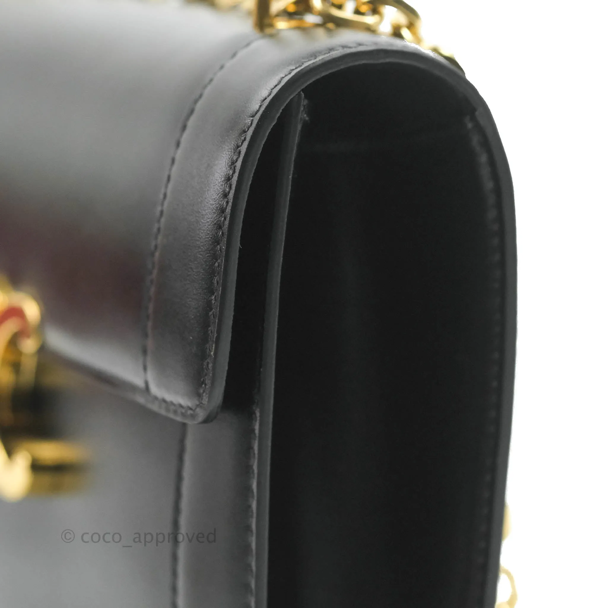 Celine Chain Bag Triomphe in Black Calfskin