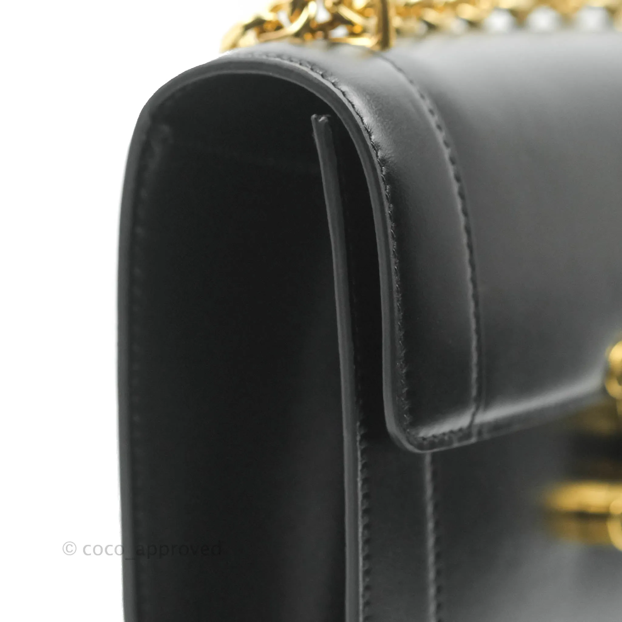 Celine Chain Bag Triomphe in Black Calfskin