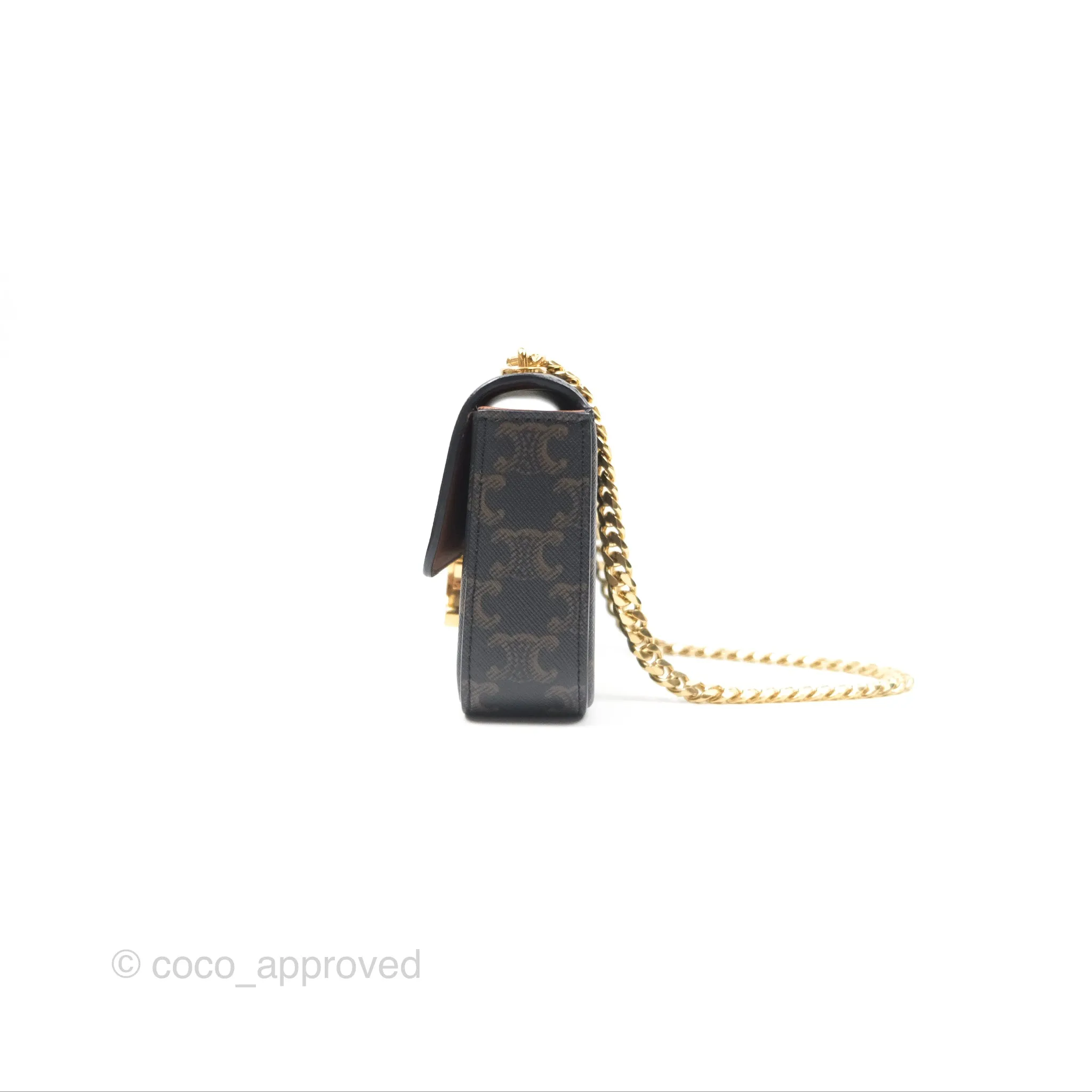 Celine Chain Shoulder Bag Claude in Triomphe Canvas Tan