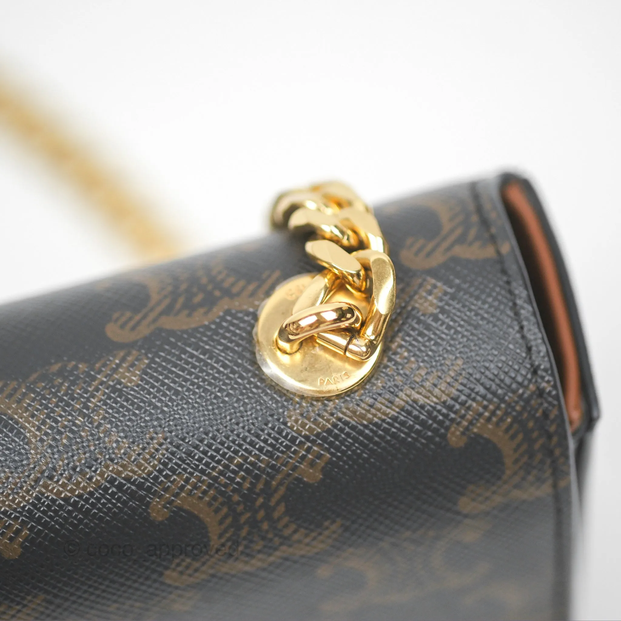 Celine Chain Shoulder Bag Claude in Triomphe Canvas Tan