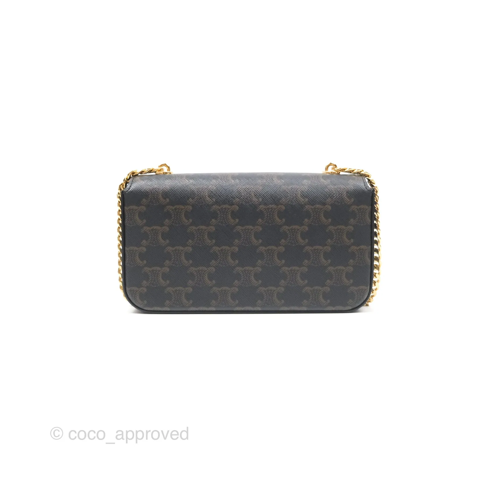 Celine Chain Shoulder Bag Claude in Triomphe Canvas Tan