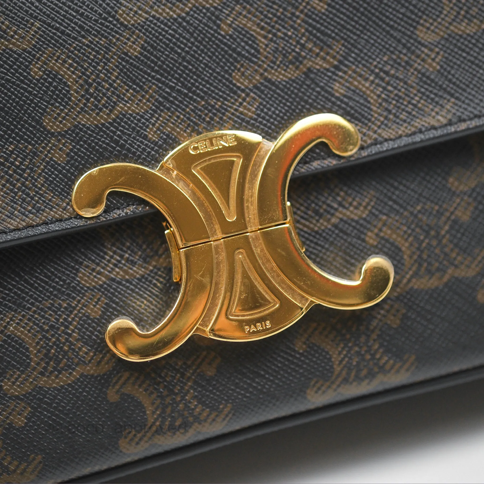 Celine Chain Shoulder Bag Claude in Triomphe Canvas Tan