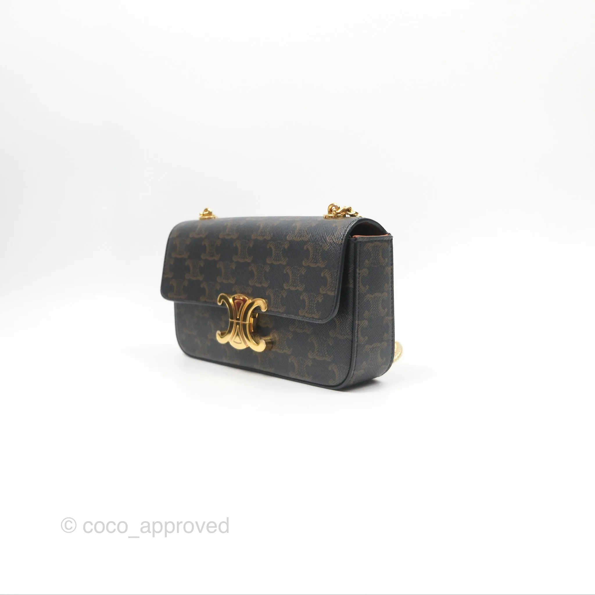 Celine Chain Shoulder Bag Claude in Triomphe Canvas Tan