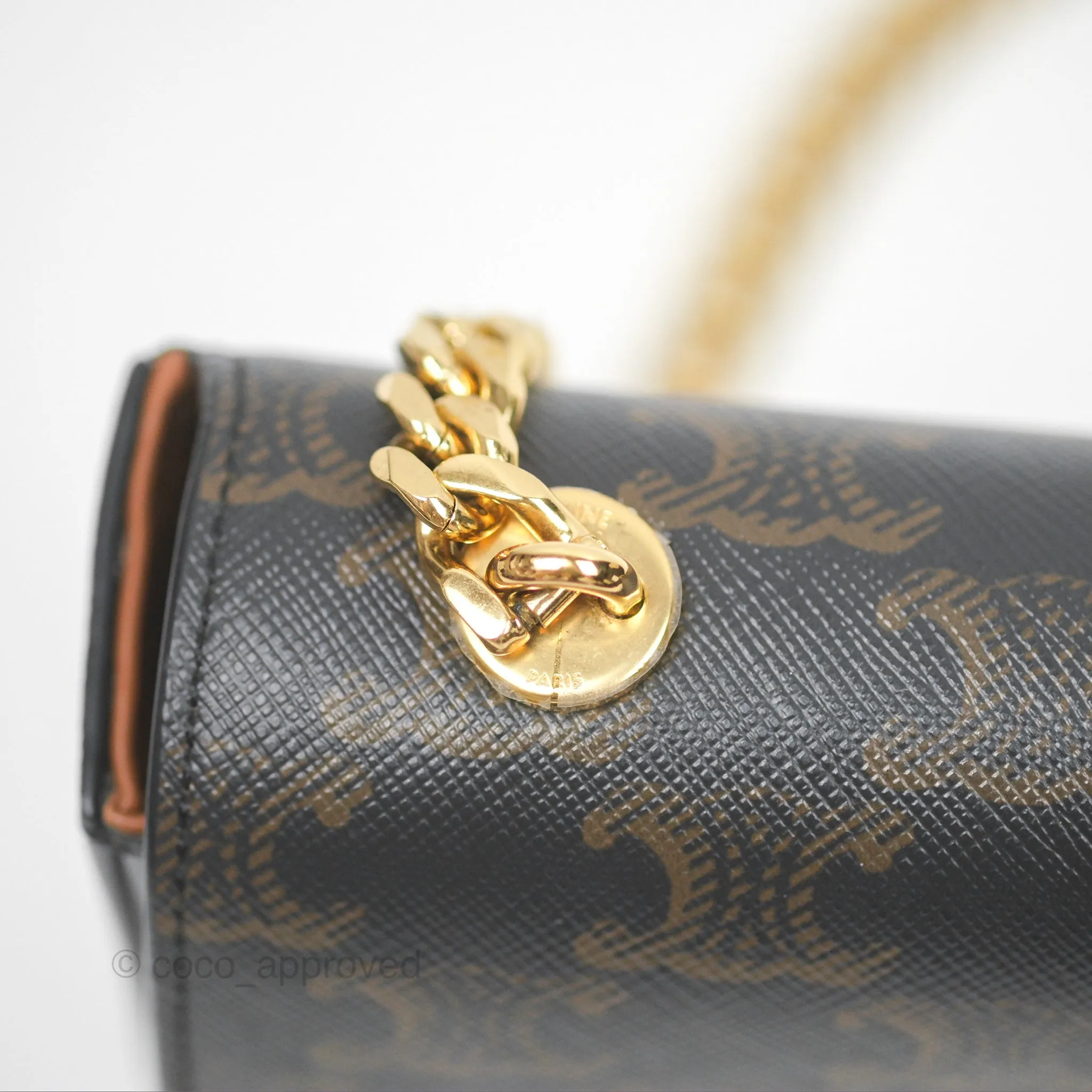 Celine Chain Shoulder Bag Claude in Triomphe Canvas Tan