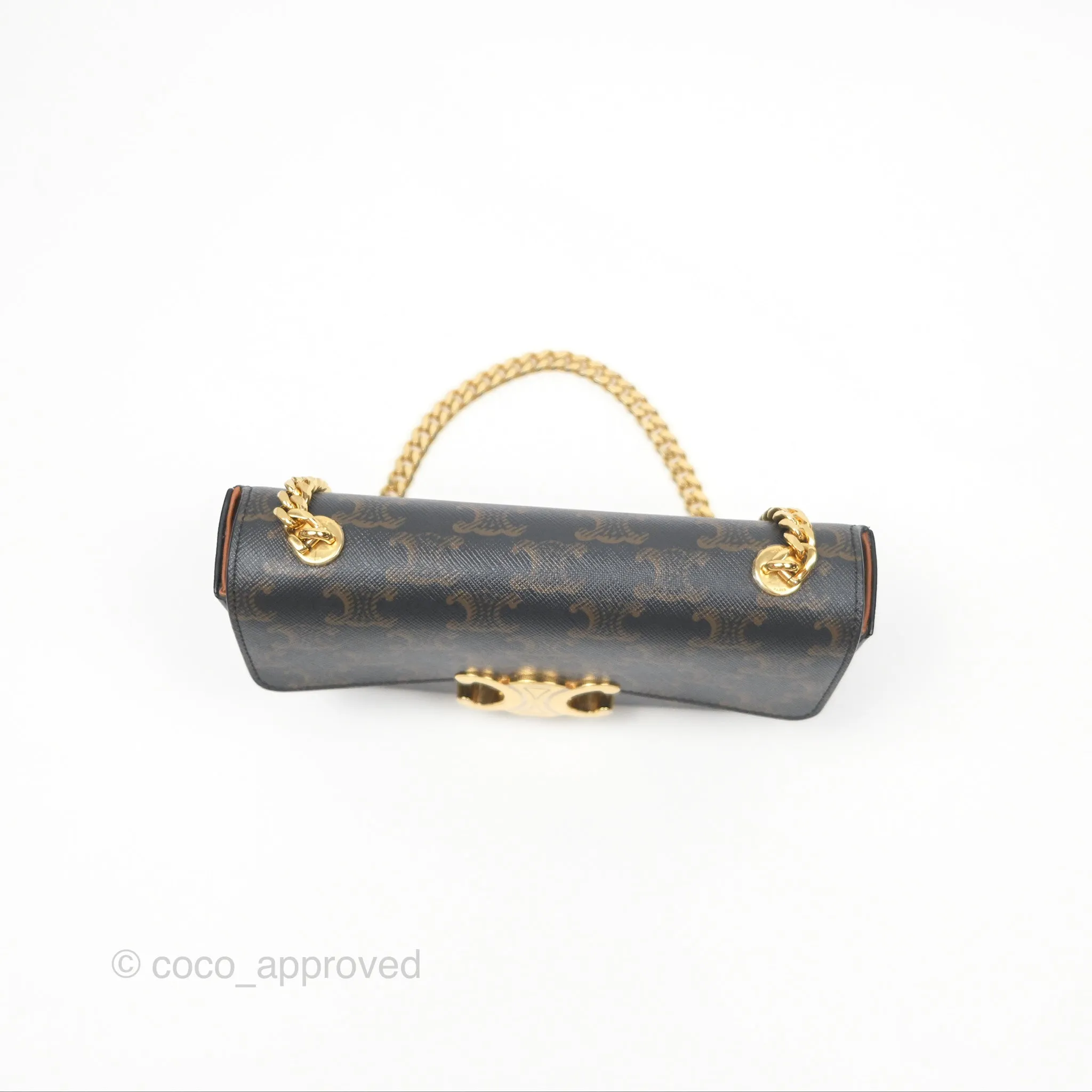 Celine Chain Shoulder Bag Claude in Triomphe Canvas Tan