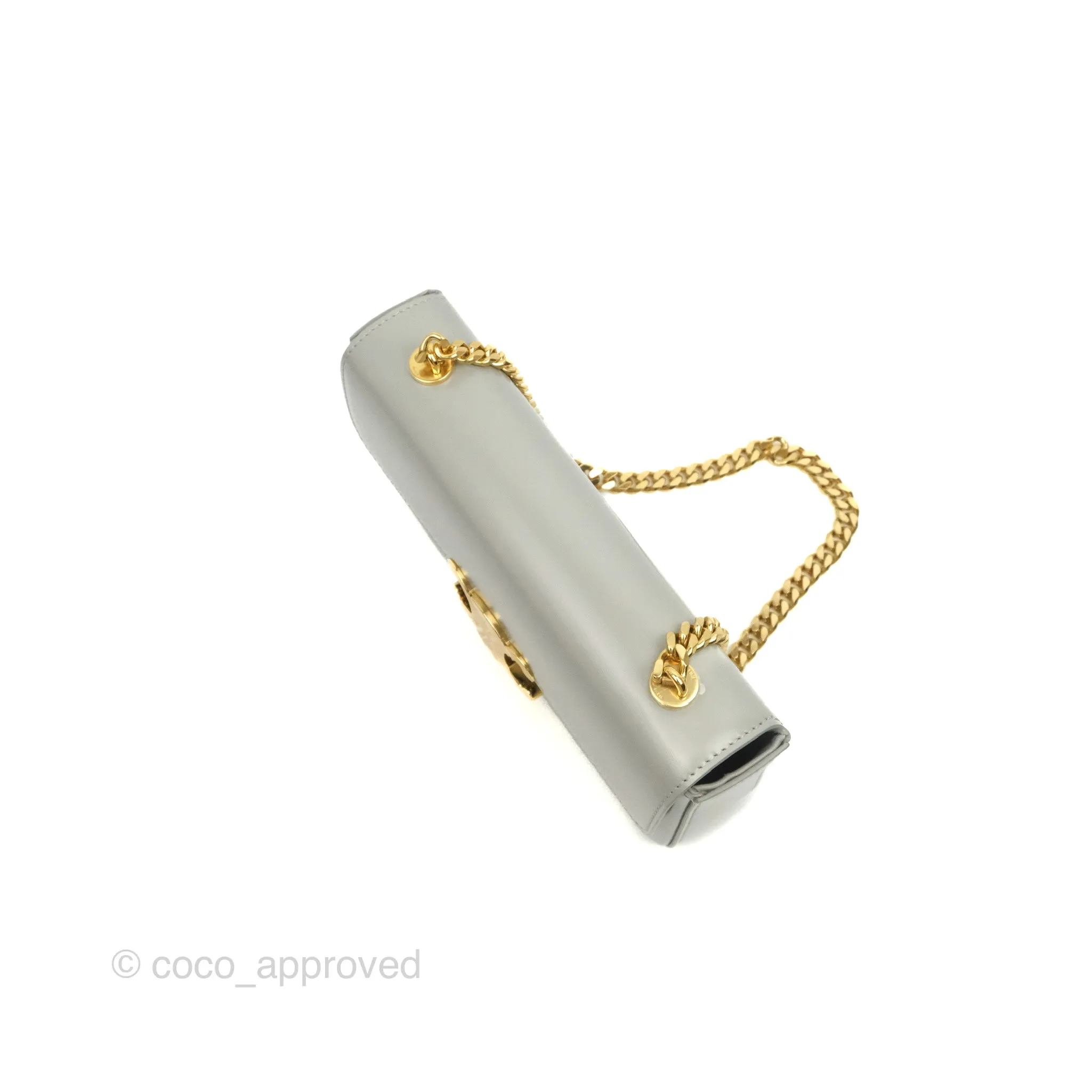 Celine Chain Shoulder Bag Pale Grey Shiny Calfskin