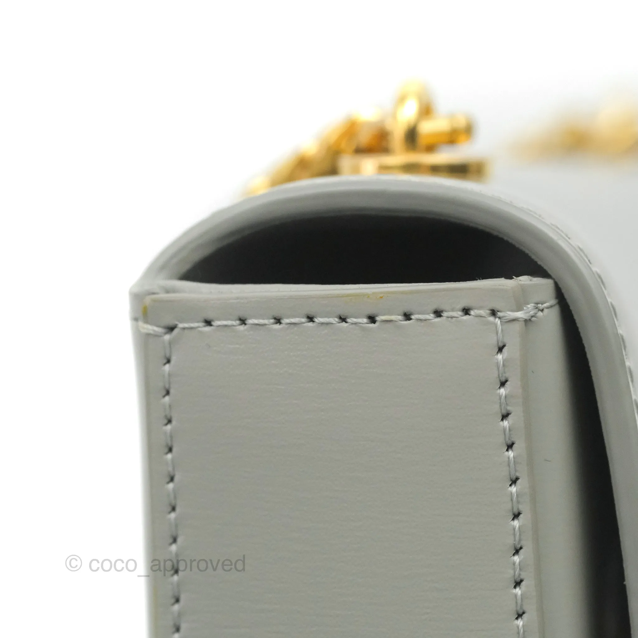 Celine Chain Shoulder Bag Pale Grey Shiny Calfskin