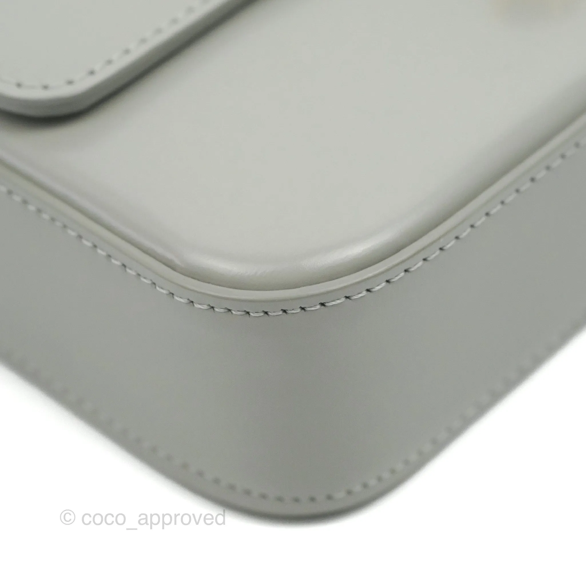 Celine Chain Shoulder Bag Pale Grey Shiny Calfskin