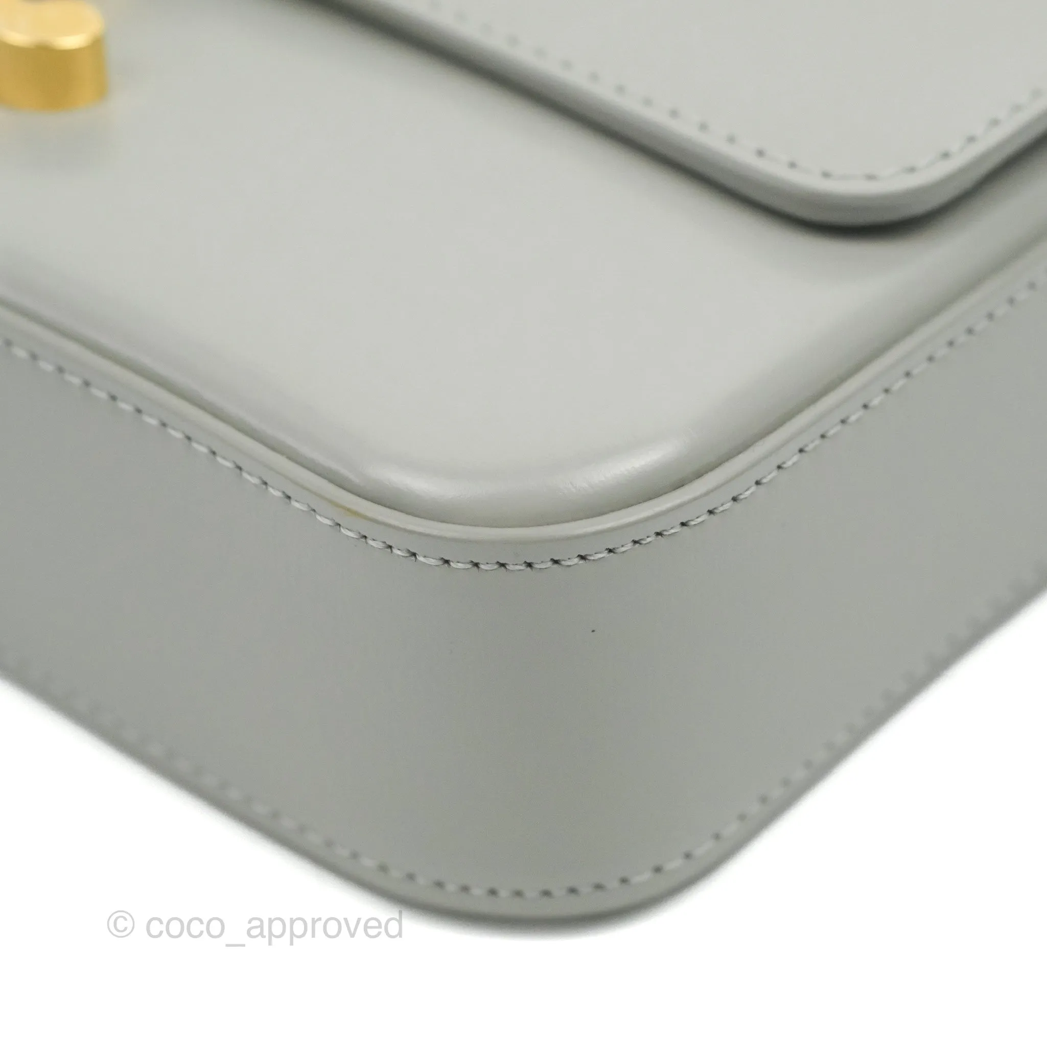 Celine Chain Shoulder Bag Pale Grey Shiny Calfskin