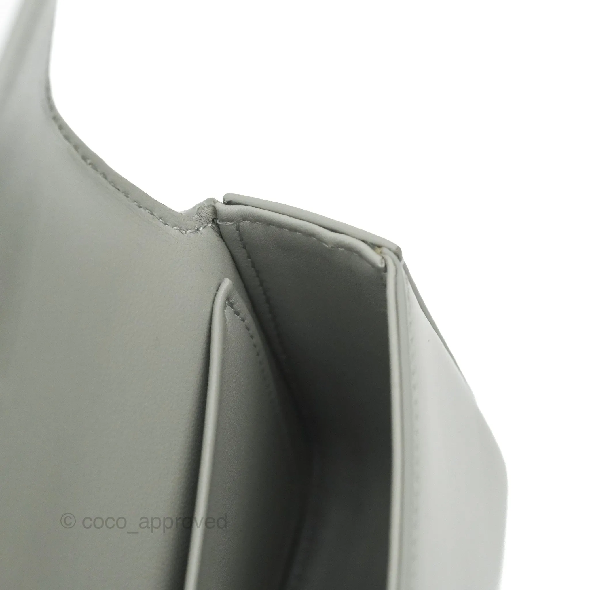 Celine Chain Shoulder Bag Pale Grey Shiny Calfskin