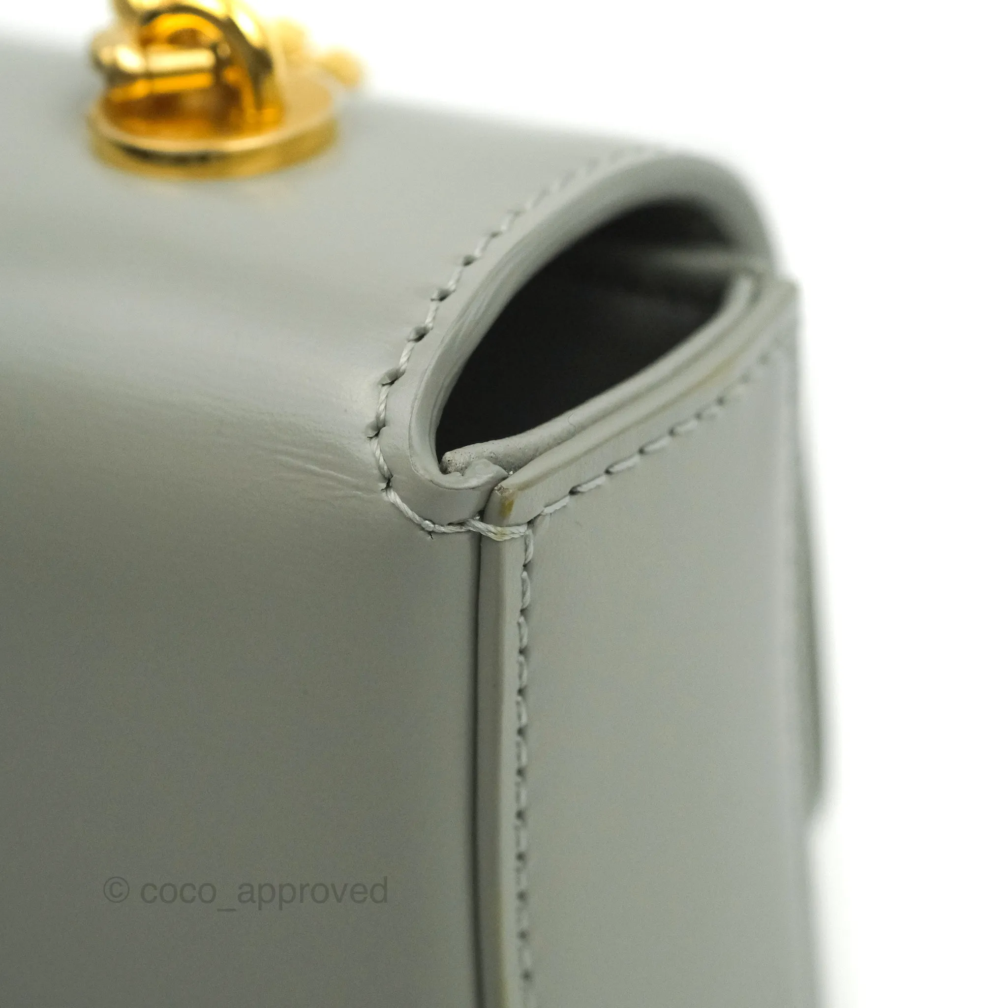 Celine Chain Shoulder Bag Pale Grey Shiny Calfskin