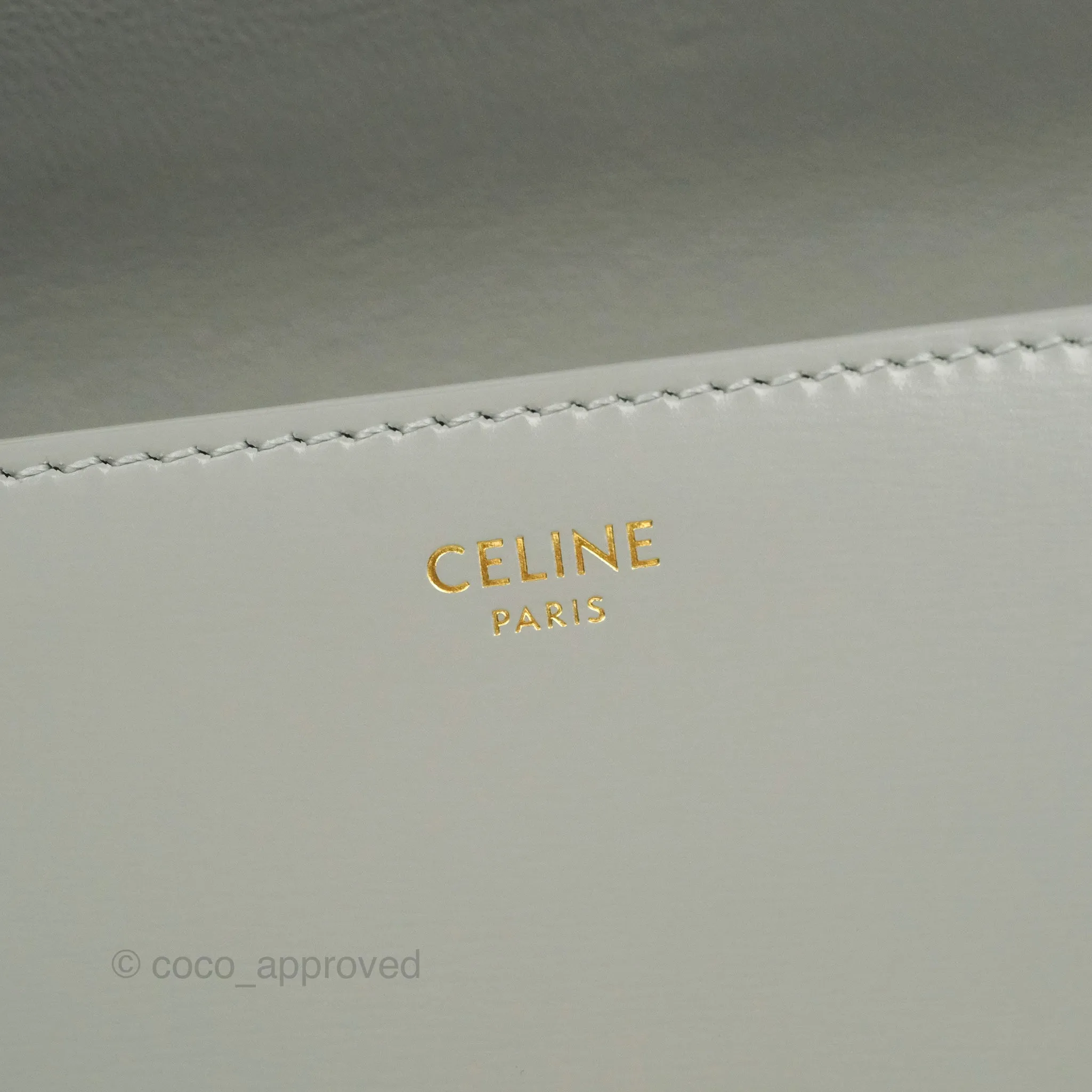 Celine Chain Shoulder Bag Pale Grey Shiny Calfskin