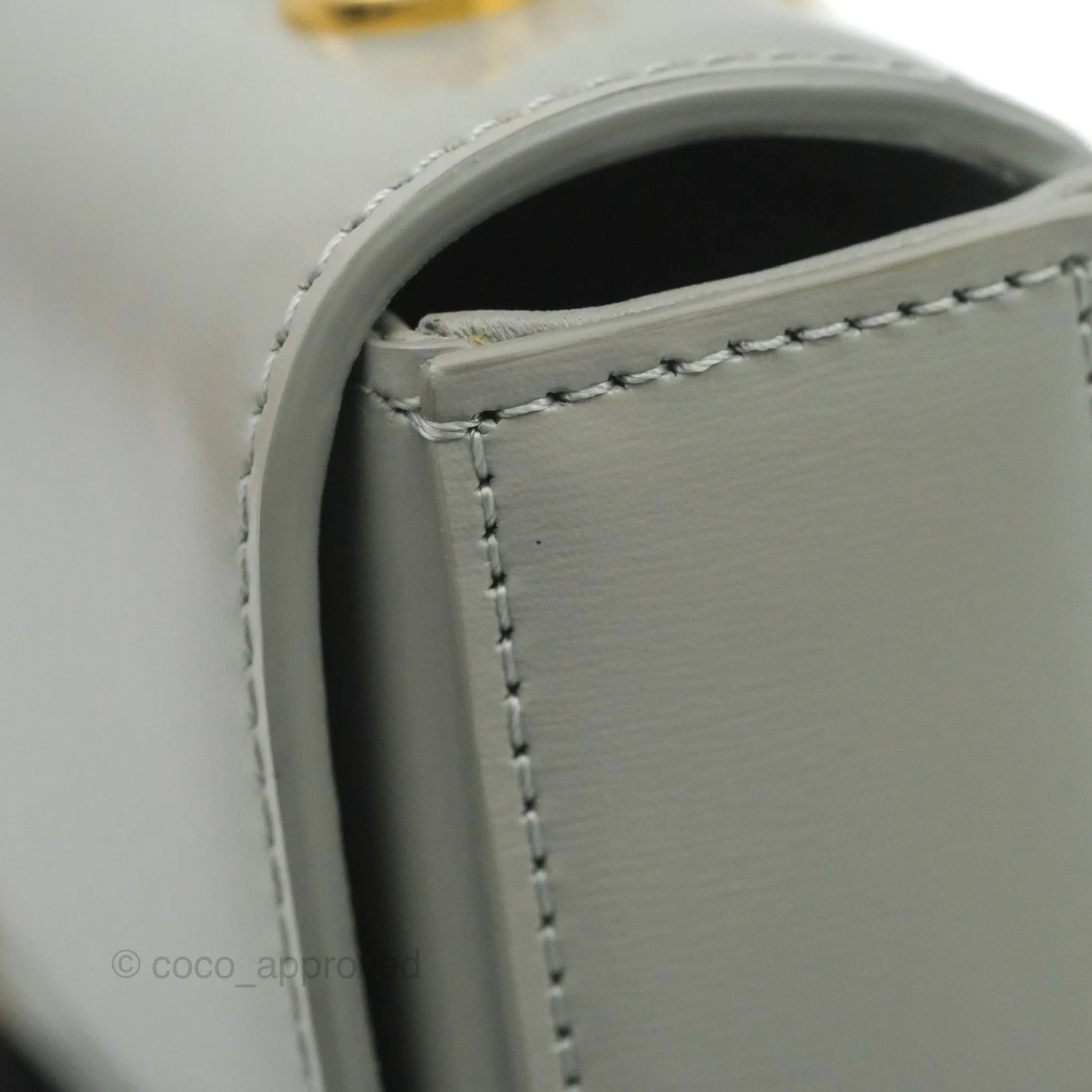 Celine Chain Shoulder Bag Pale Grey Shiny Calfskin