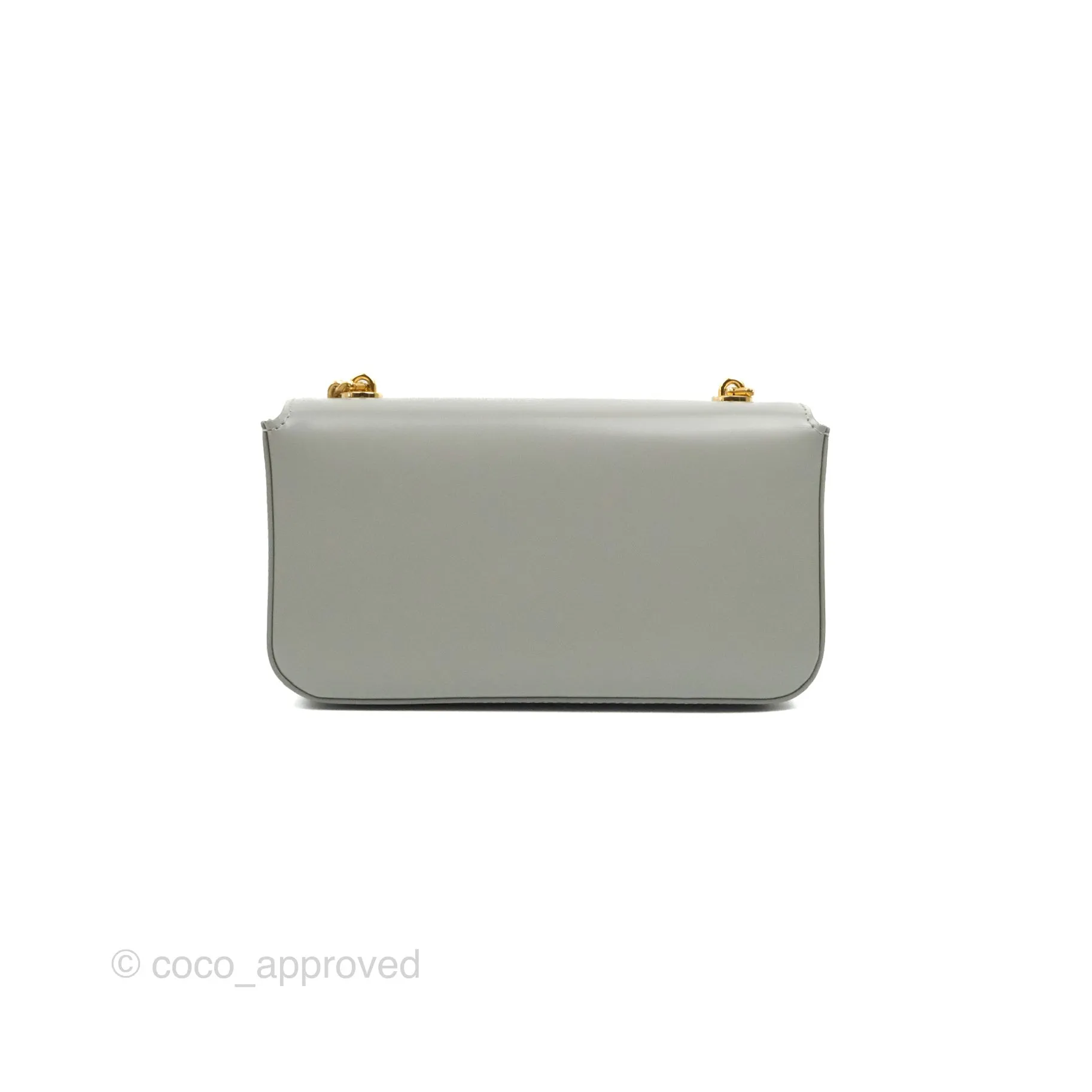 Celine Chain Shoulder Bag Pale Grey Shiny Calfskin