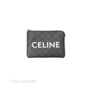 Celine Coin & Card Pouch Black Triomphe Canvas