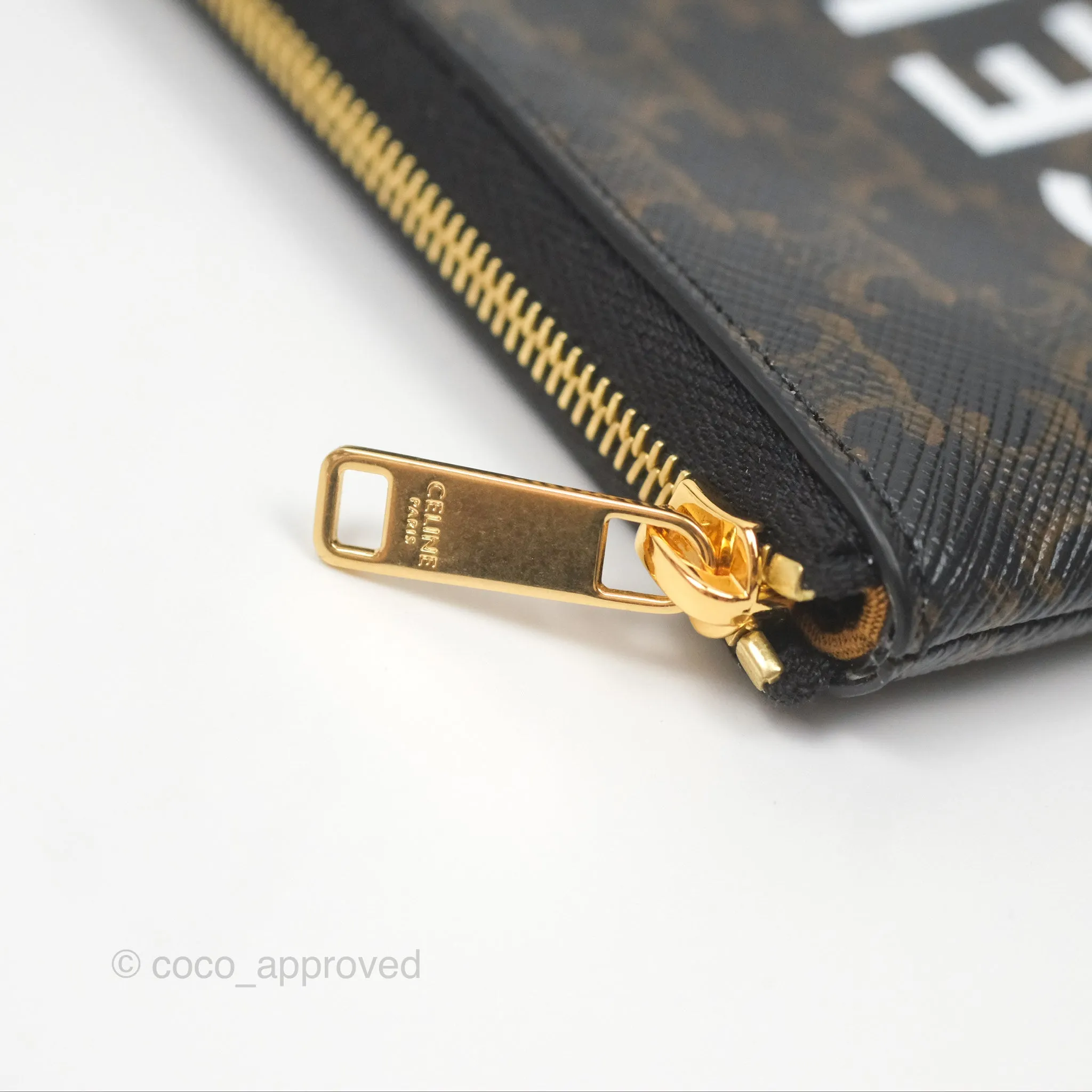 Celine Coin & Card Pouch Black Triomphe Canvas