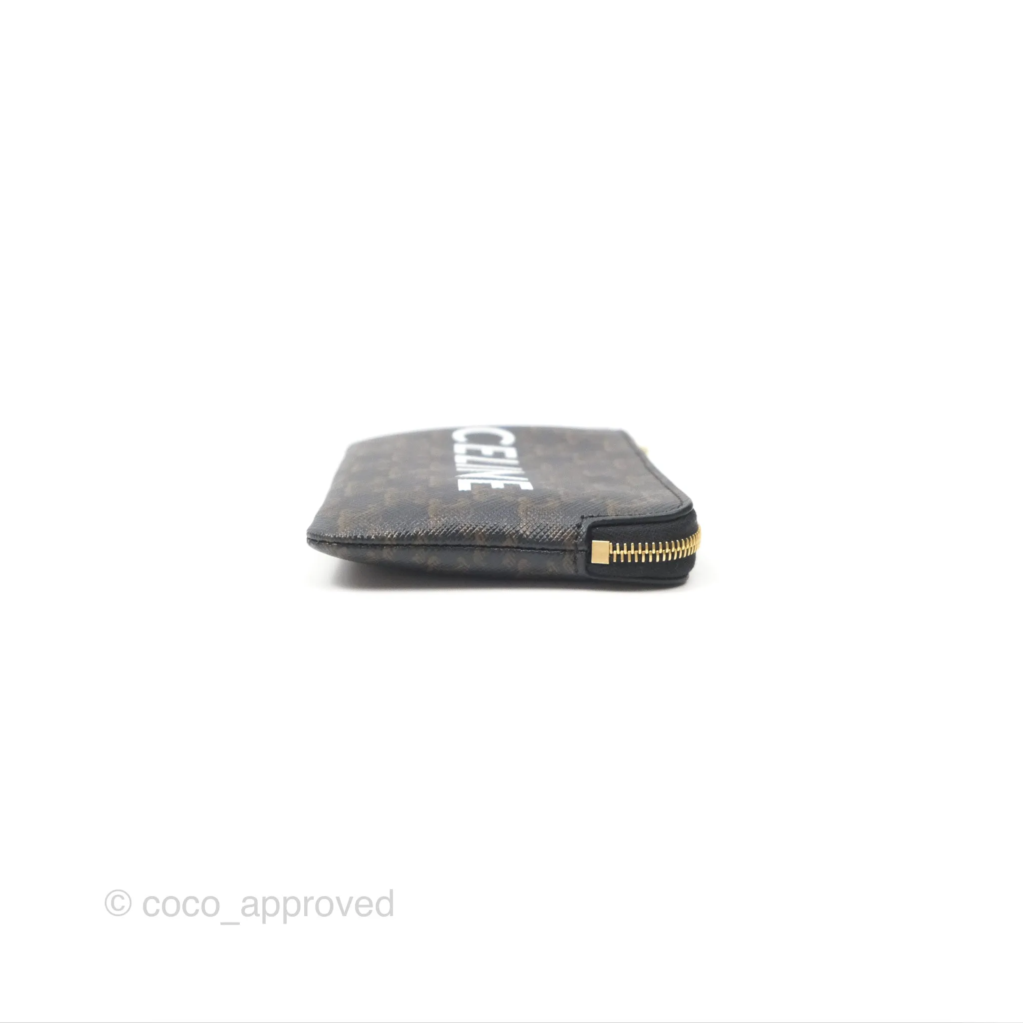Celine Coin & Card Pouch Black Triomphe Canvas