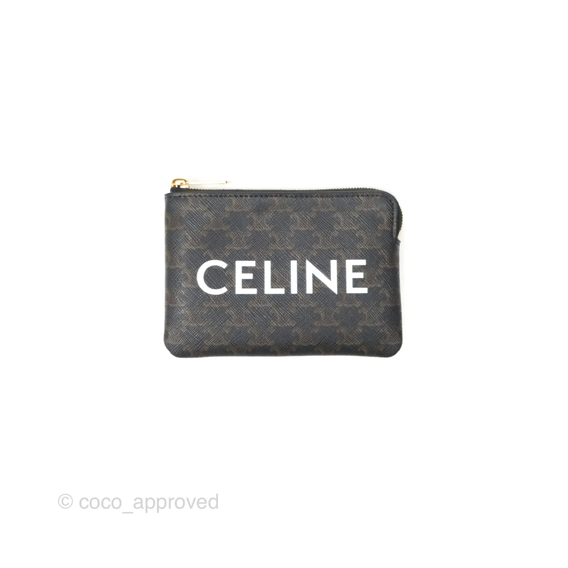 Celine Coin & Card Pouch Black Triomphe Canvas
