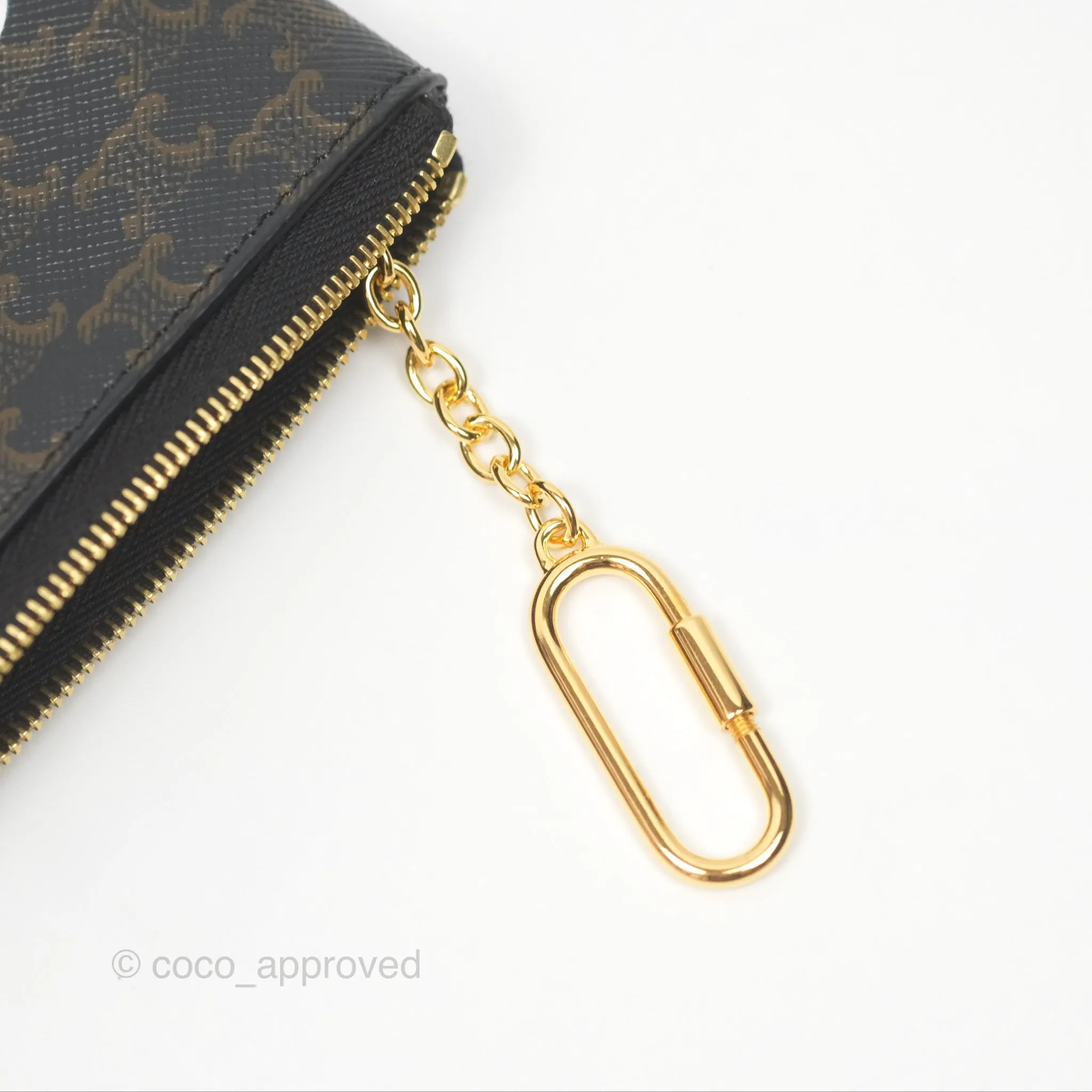 Celine Coin & Card Pouch Black Triomphe Canvas