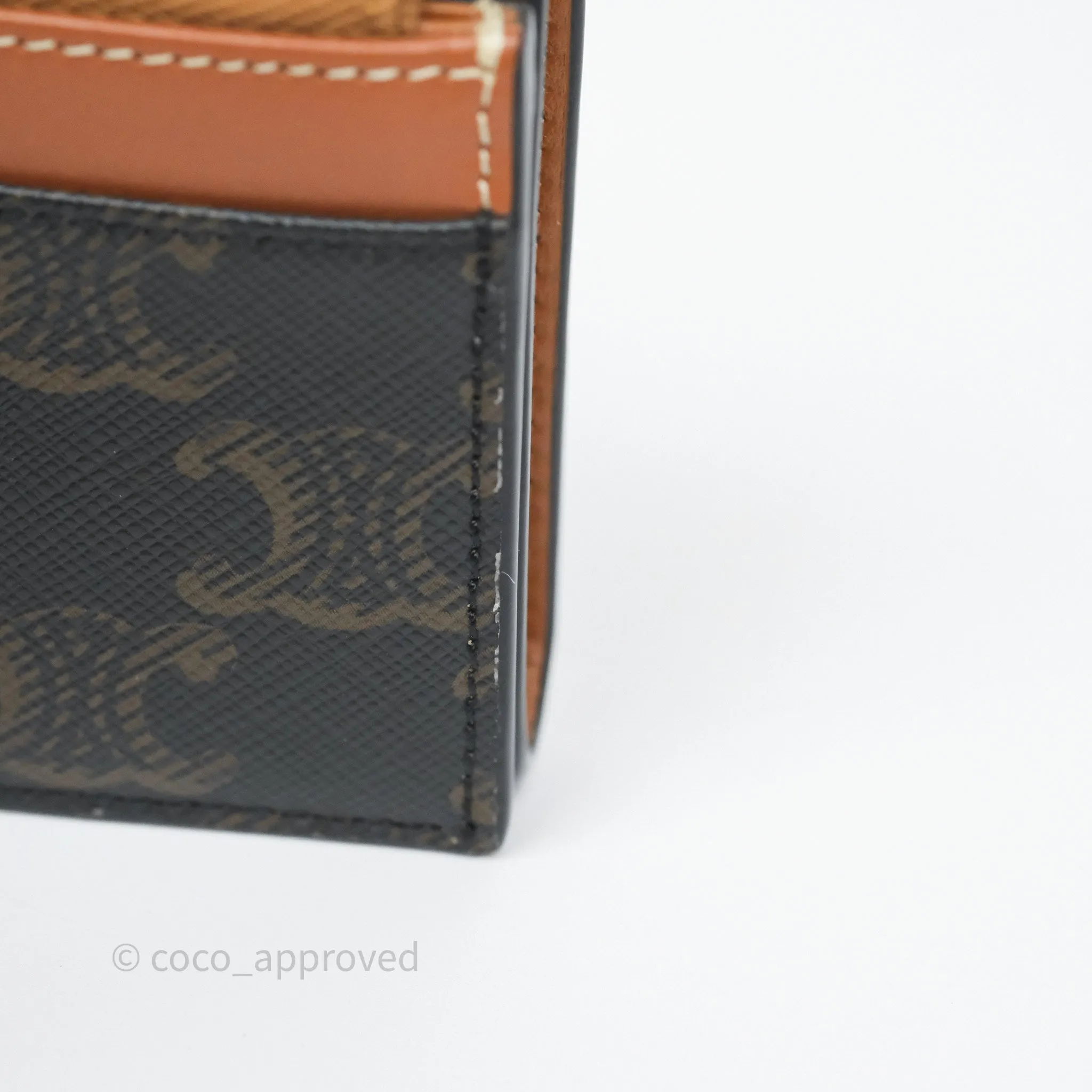 Celine Compact Wallet with Coin Triomphe Canvas Tan