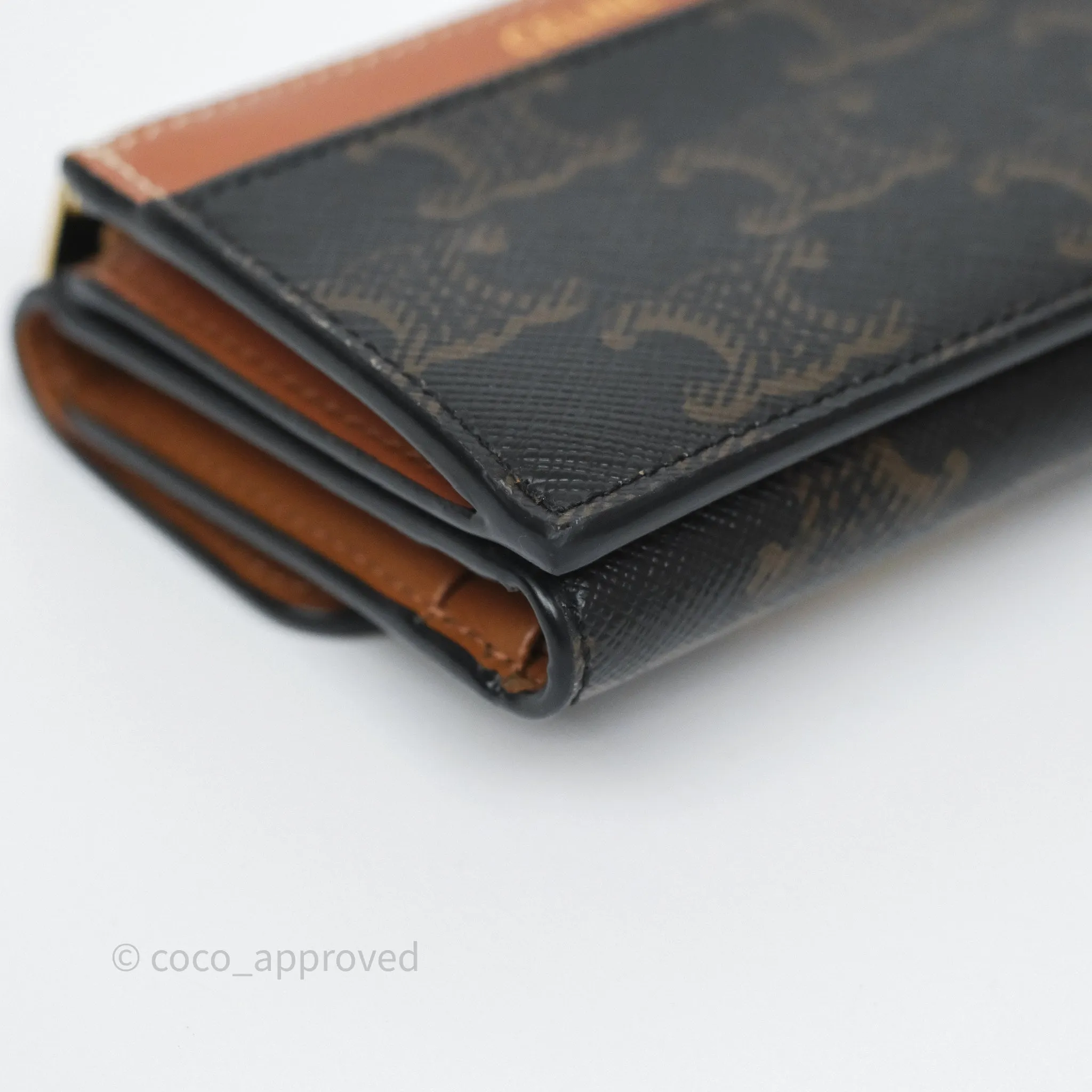Celine Compact Wallet with Coin Triomphe Canvas Tan