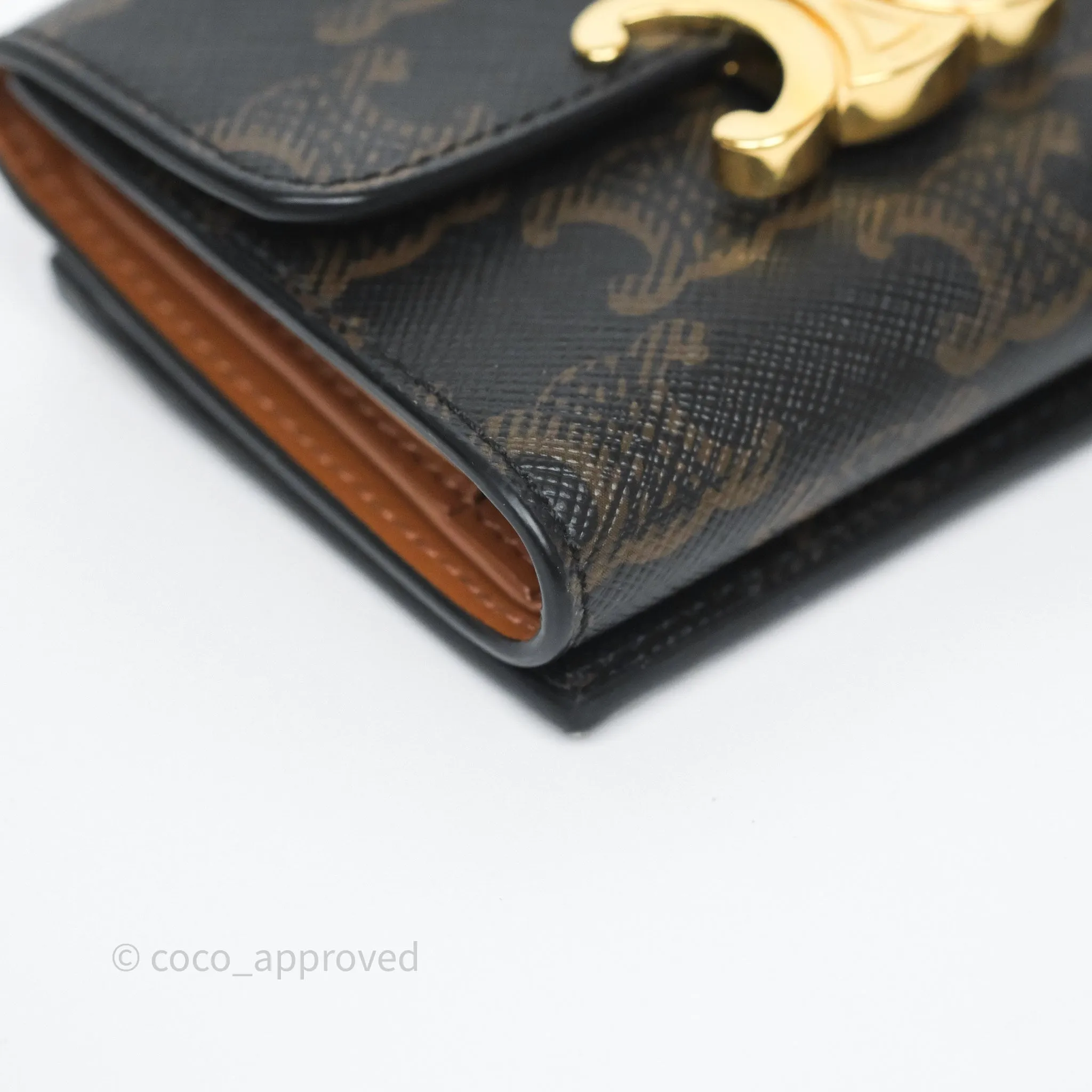 Celine Compact Wallet with Coin Triomphe Canvas Tan
