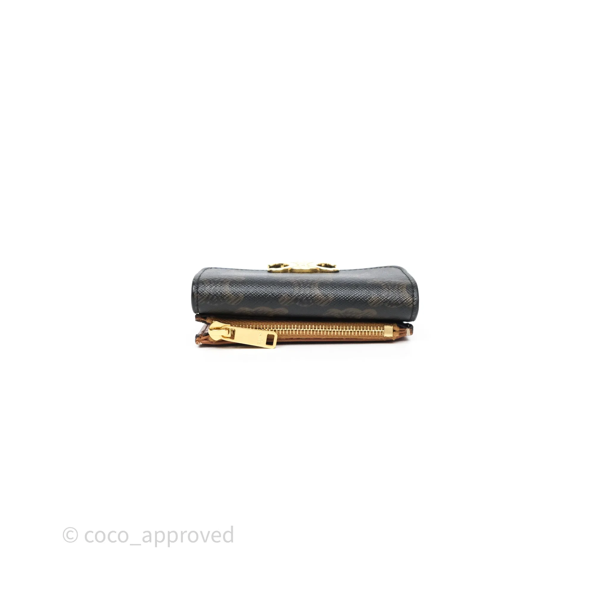 Celine Compact Wallet with Coin Triomphe Canvas Tan