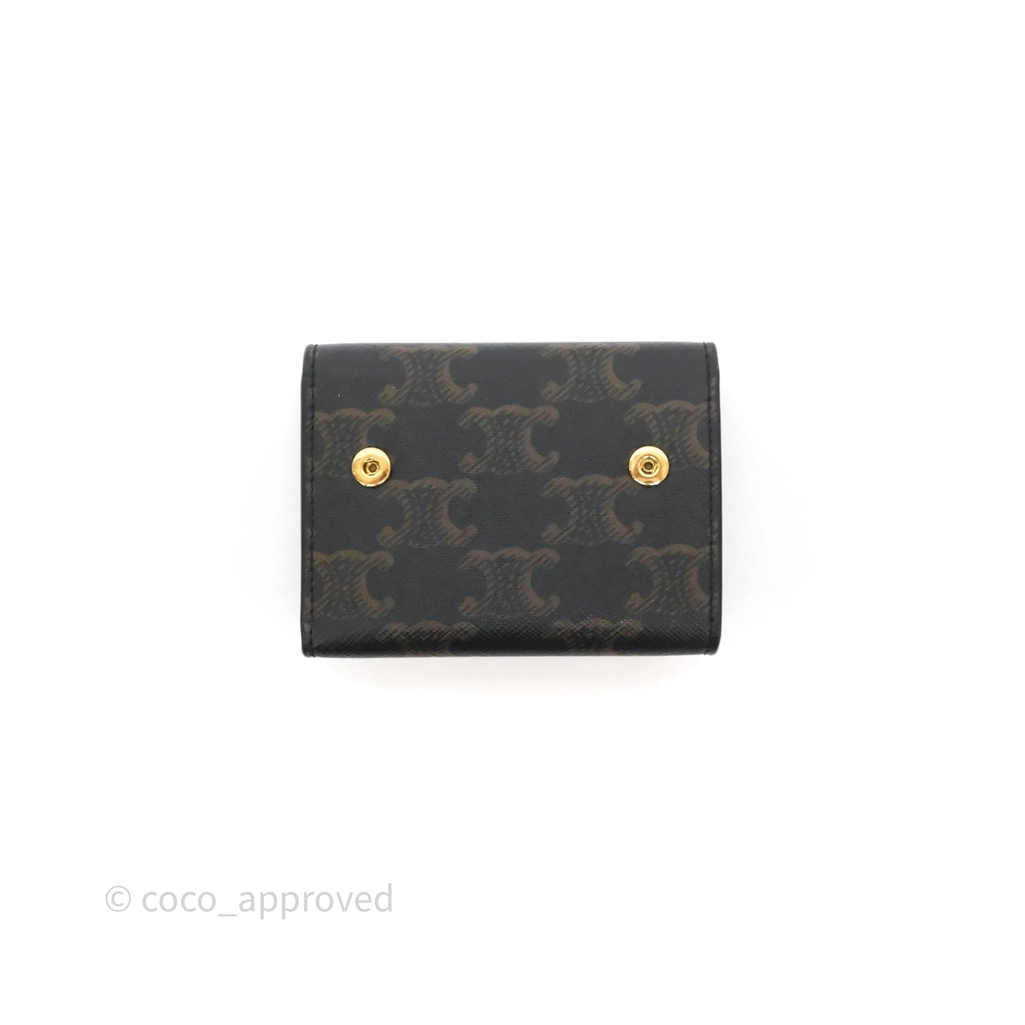 Celine Compact Wallet with Coin Triomphe Canvas Tan