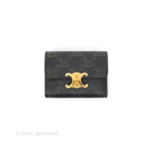 Celine Compact Wallet with Coin Triomphe Canvas Tan