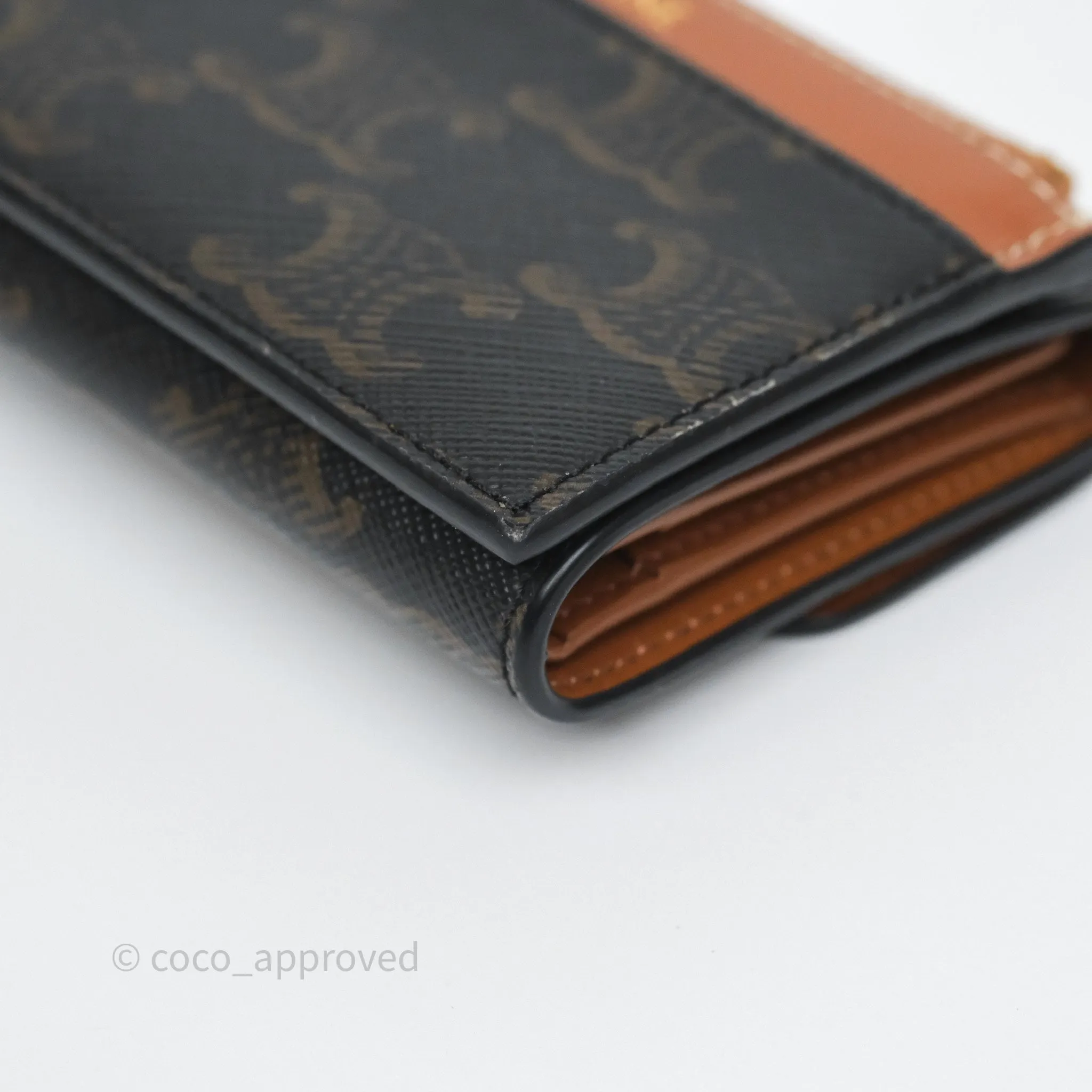Celine Compact Wallet with Coin Triomphe Canvas Tan