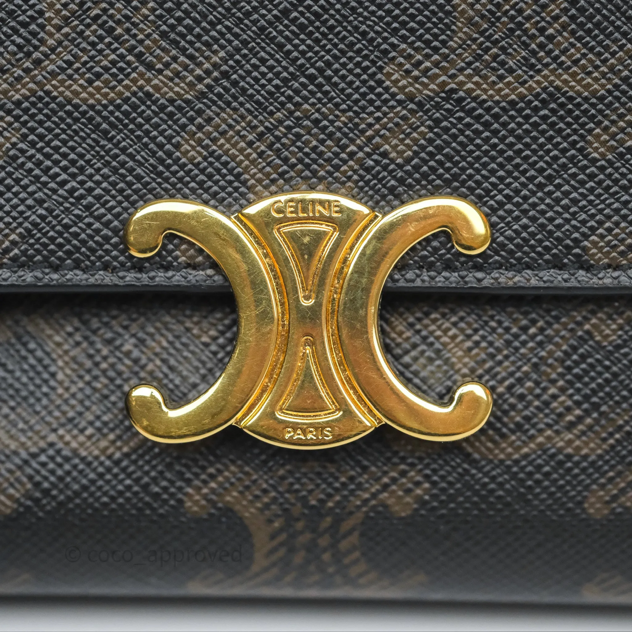 Celine Compact Wallet with Coin Triomphe Canvas Tan