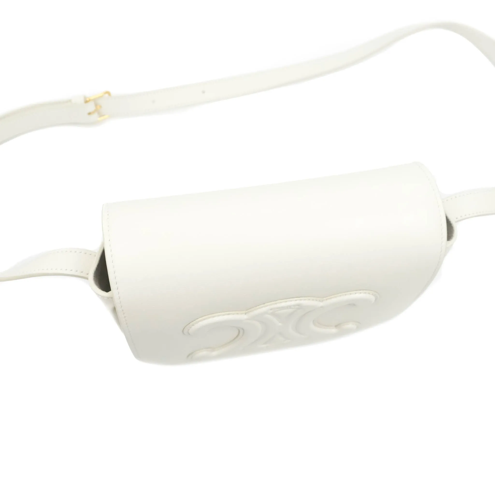 Celine Folco Cuir Triomphe White Smooth Calfskin