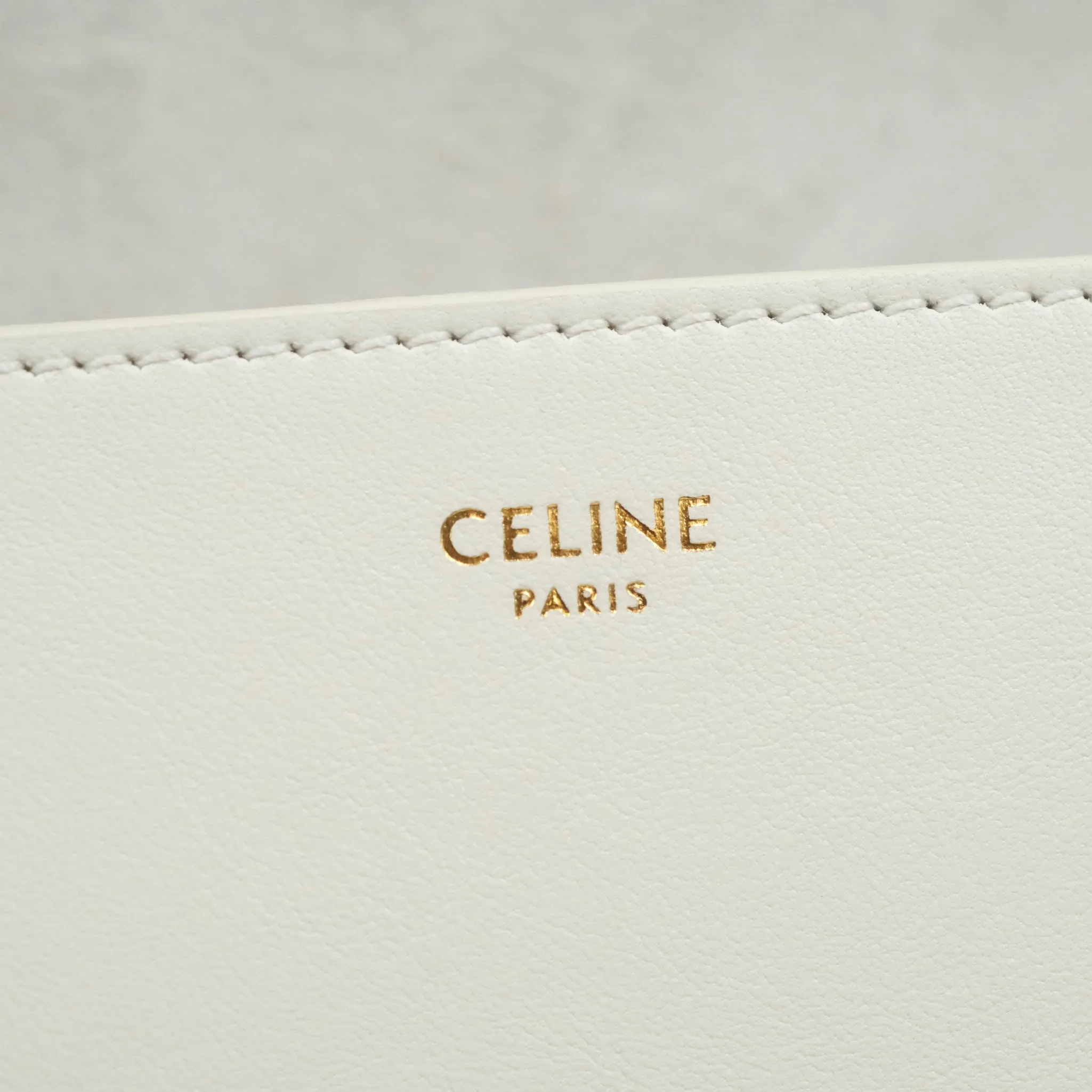 Celine Folco Cuir Triomphe White Smooth Calfskin
