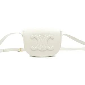 Celine Folco Cuir Triomphe White Smooth Calfskin