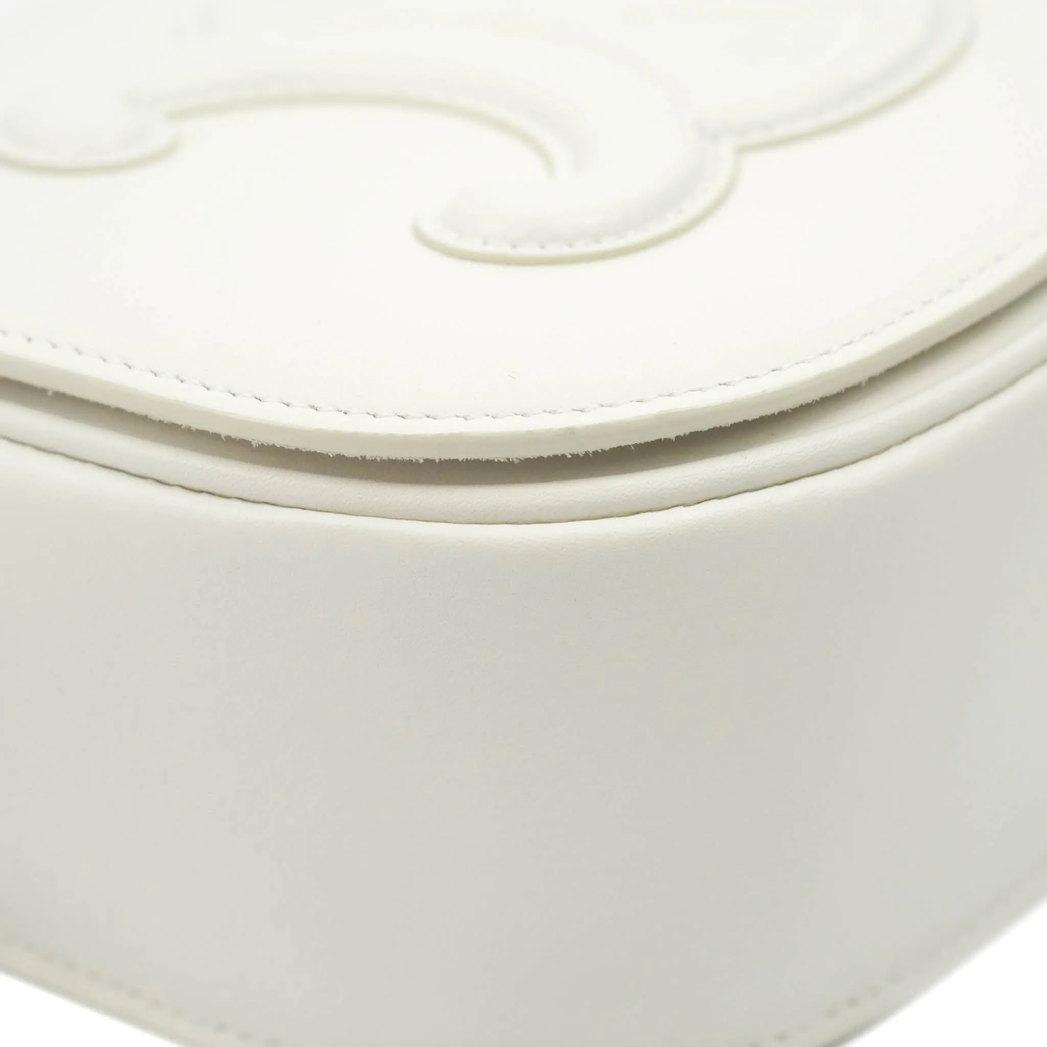 Celine Folco Cuir Triomphe White Smooth Calfskin