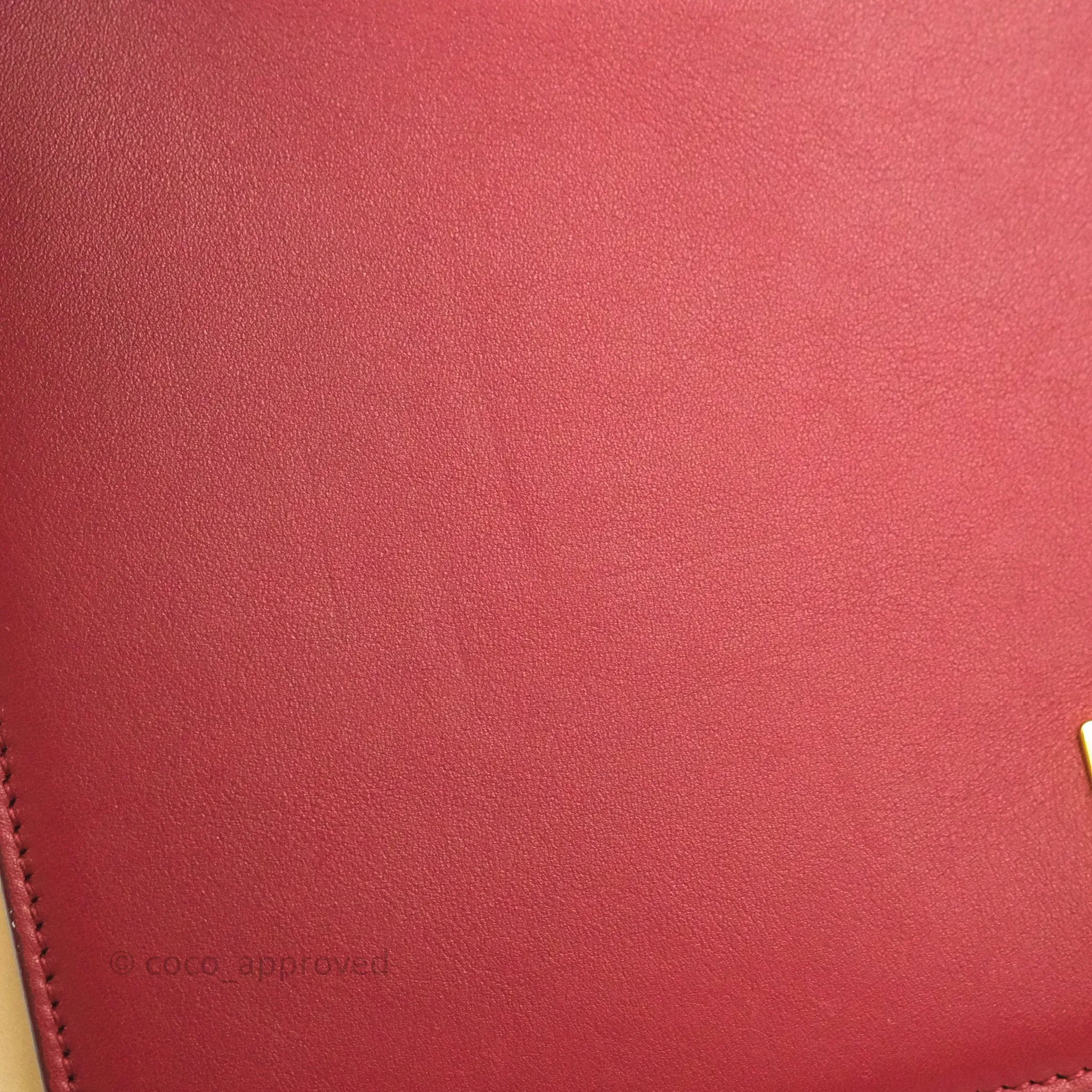 Celine Frame Shoulder Bag Beige Red Calfskin Gold Hardware