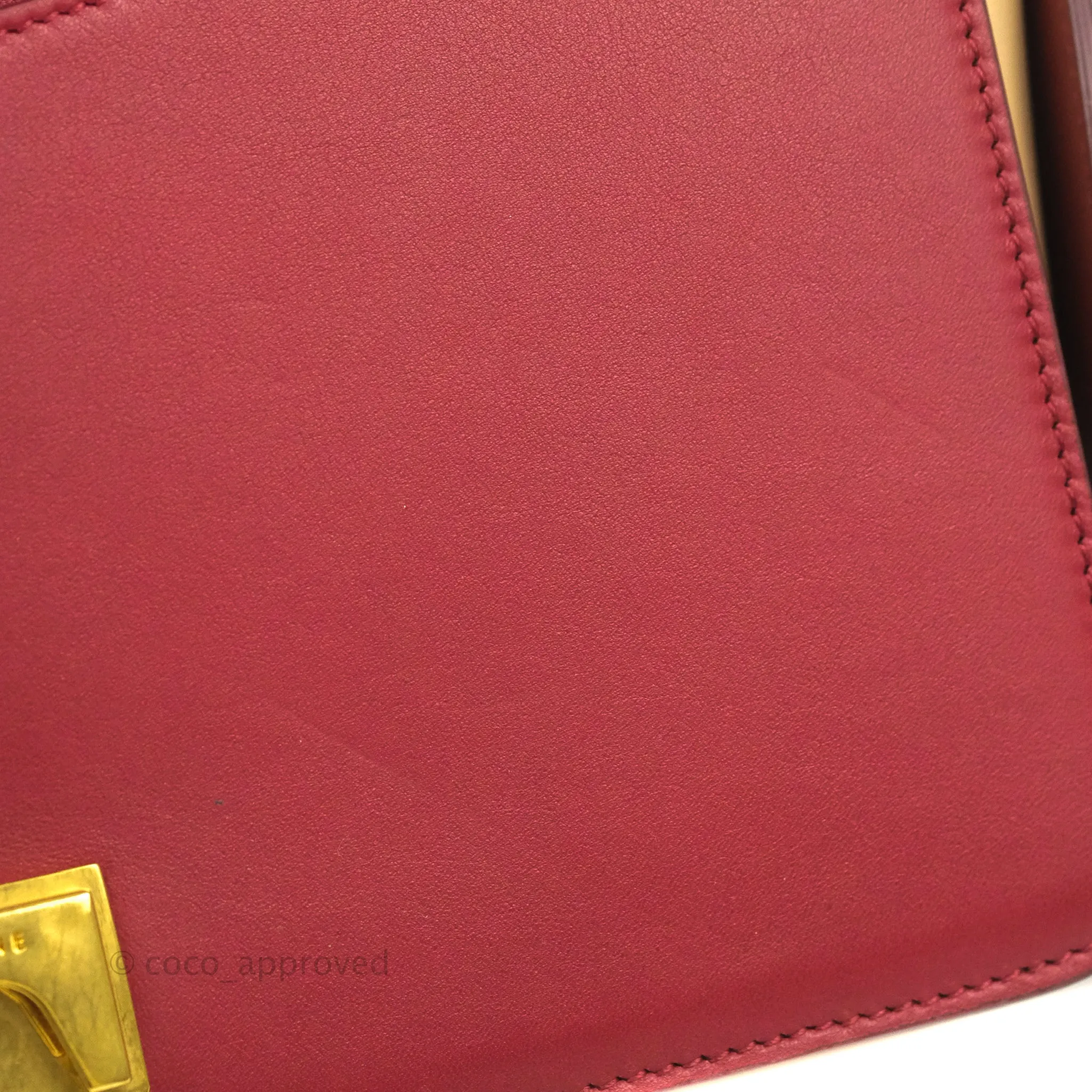 Celine Frame Shoulder Bag Beige Red Calfskin Gold Hardware