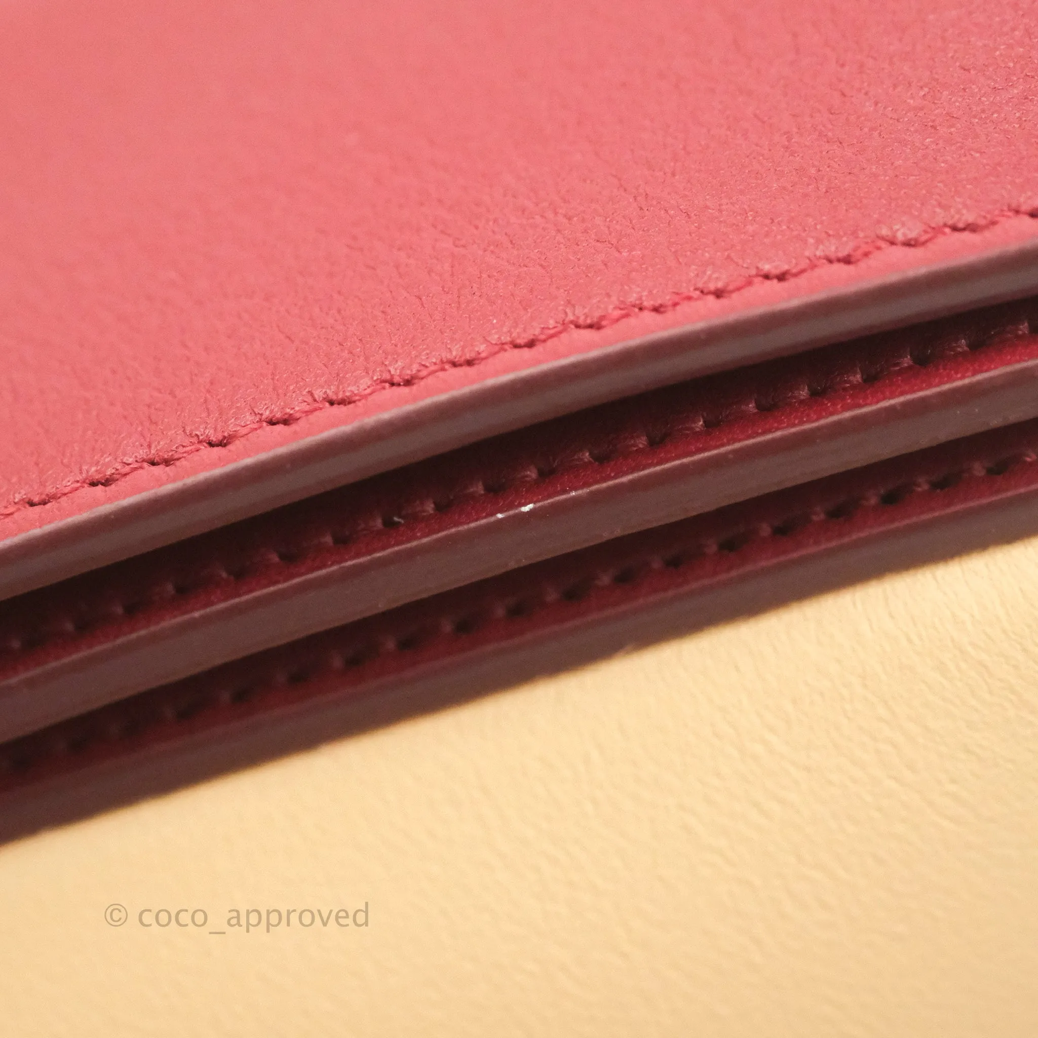 Celine Frame Shoulder Bag Beige Red Calfskin Gold Hardware