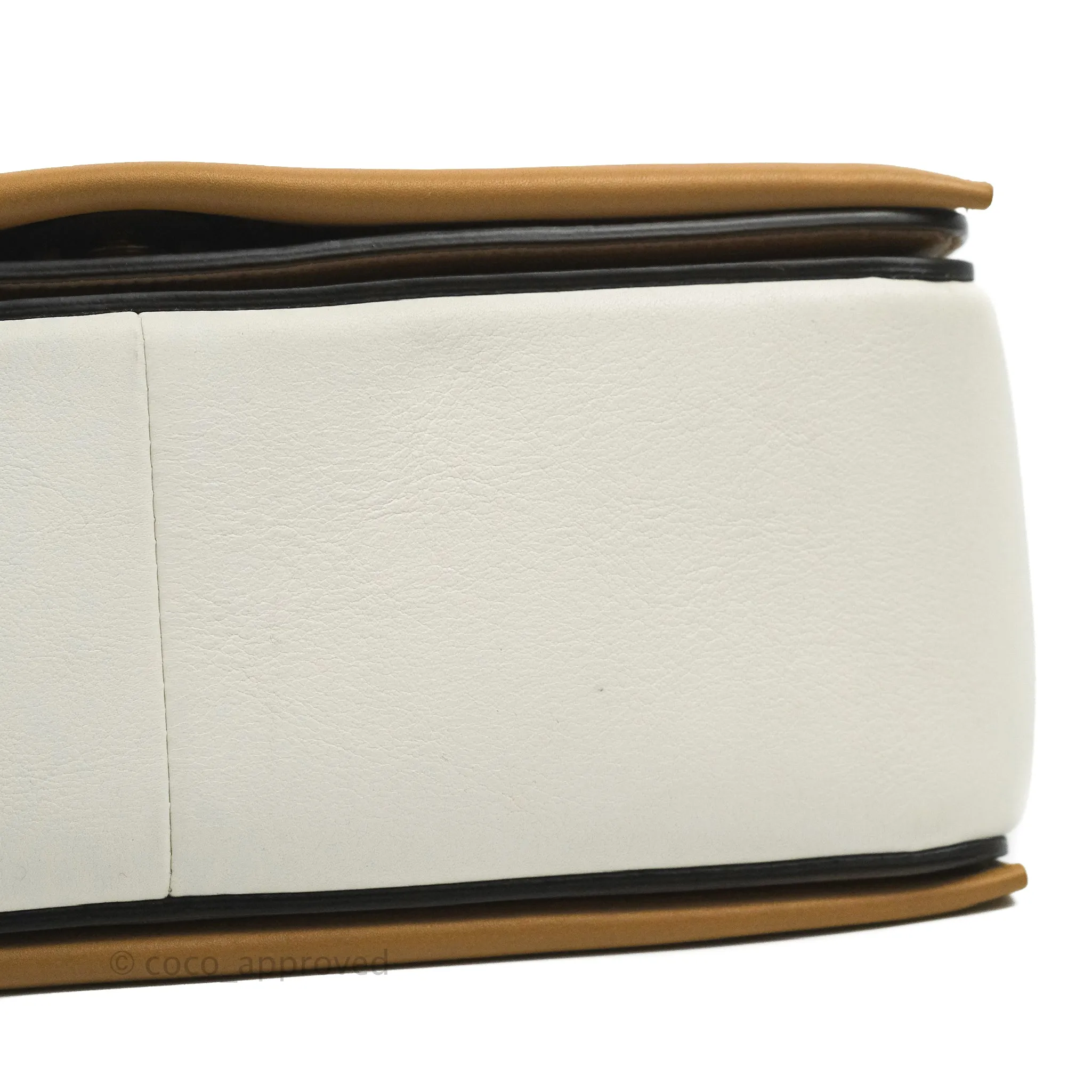 Celine Frame Shoulder Bag White Brown Calfskin Gold Hardware