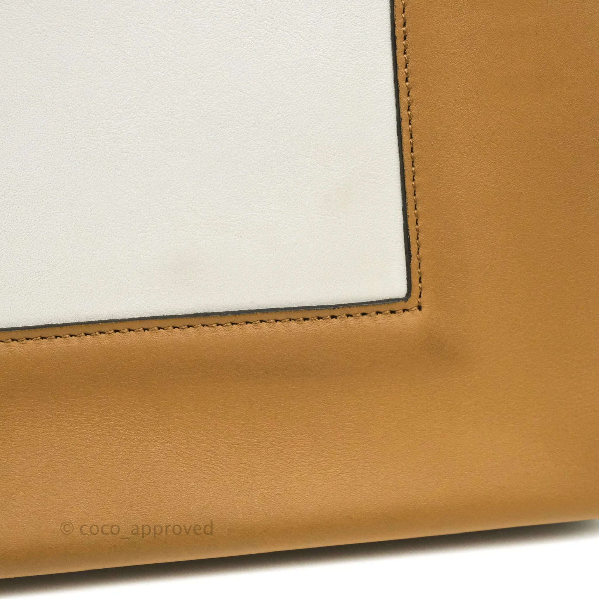 Celine Frame Shoulder Bag White Brown Calfskin Gold Hardware