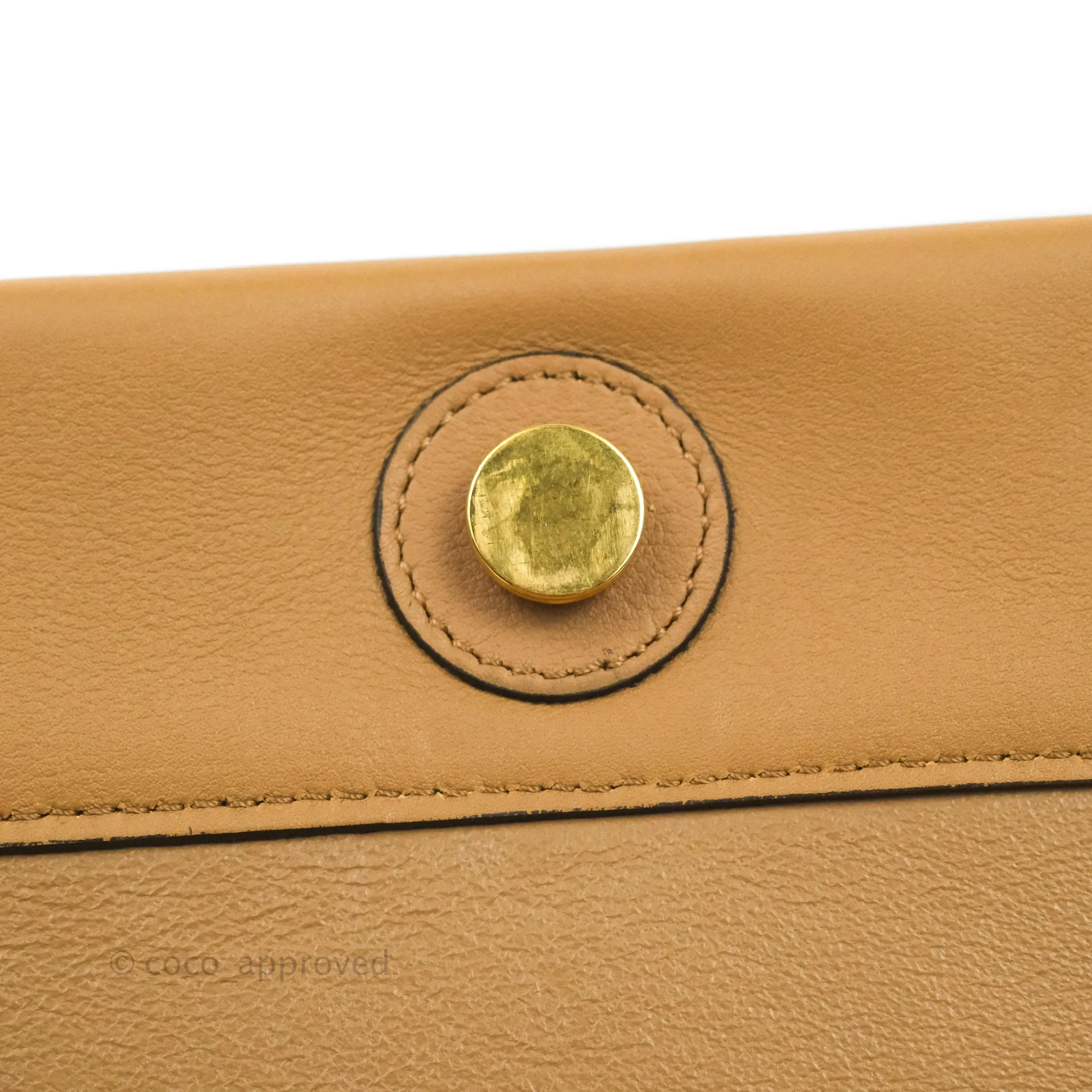 Celine Frame Shoulder Bag White Brown Calfskin Gold Hardware