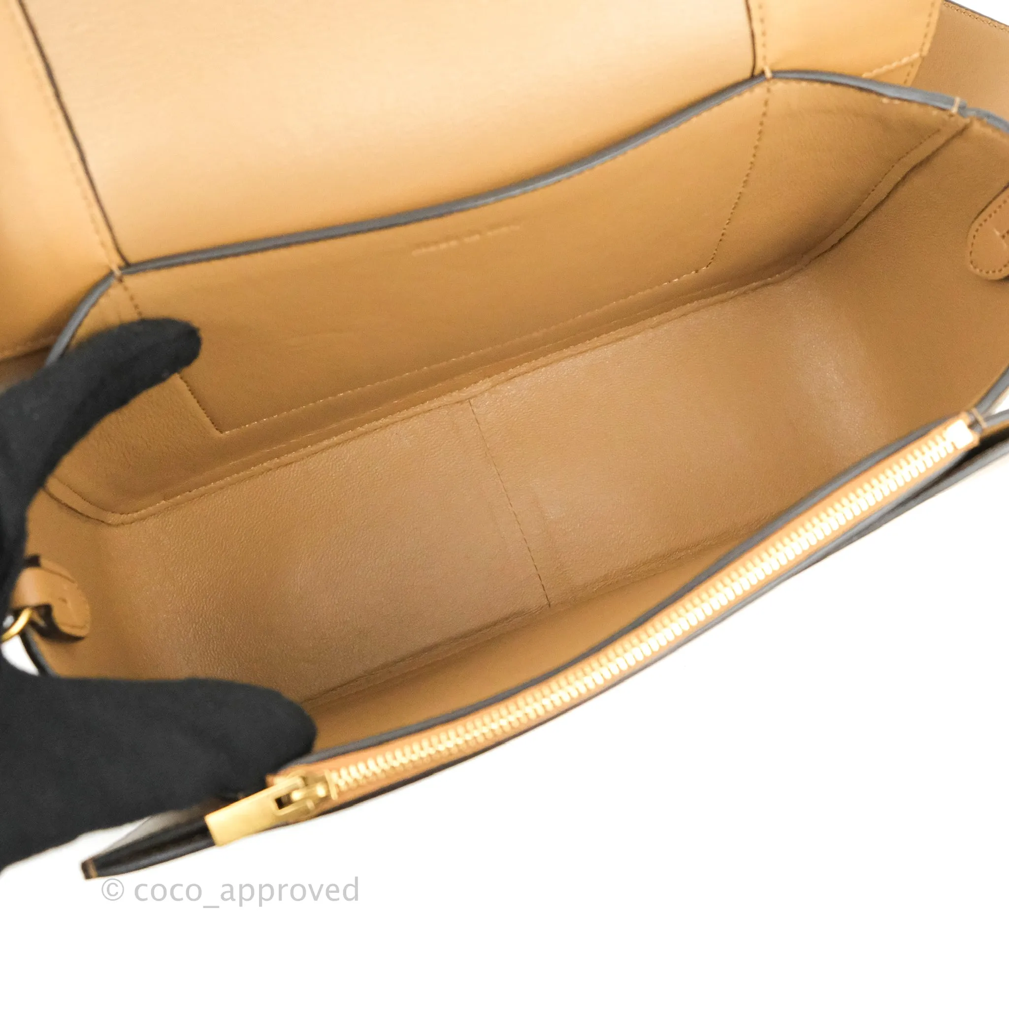 Celine Frame Shoulder Bag White Brown Calfskin Gold Hardware